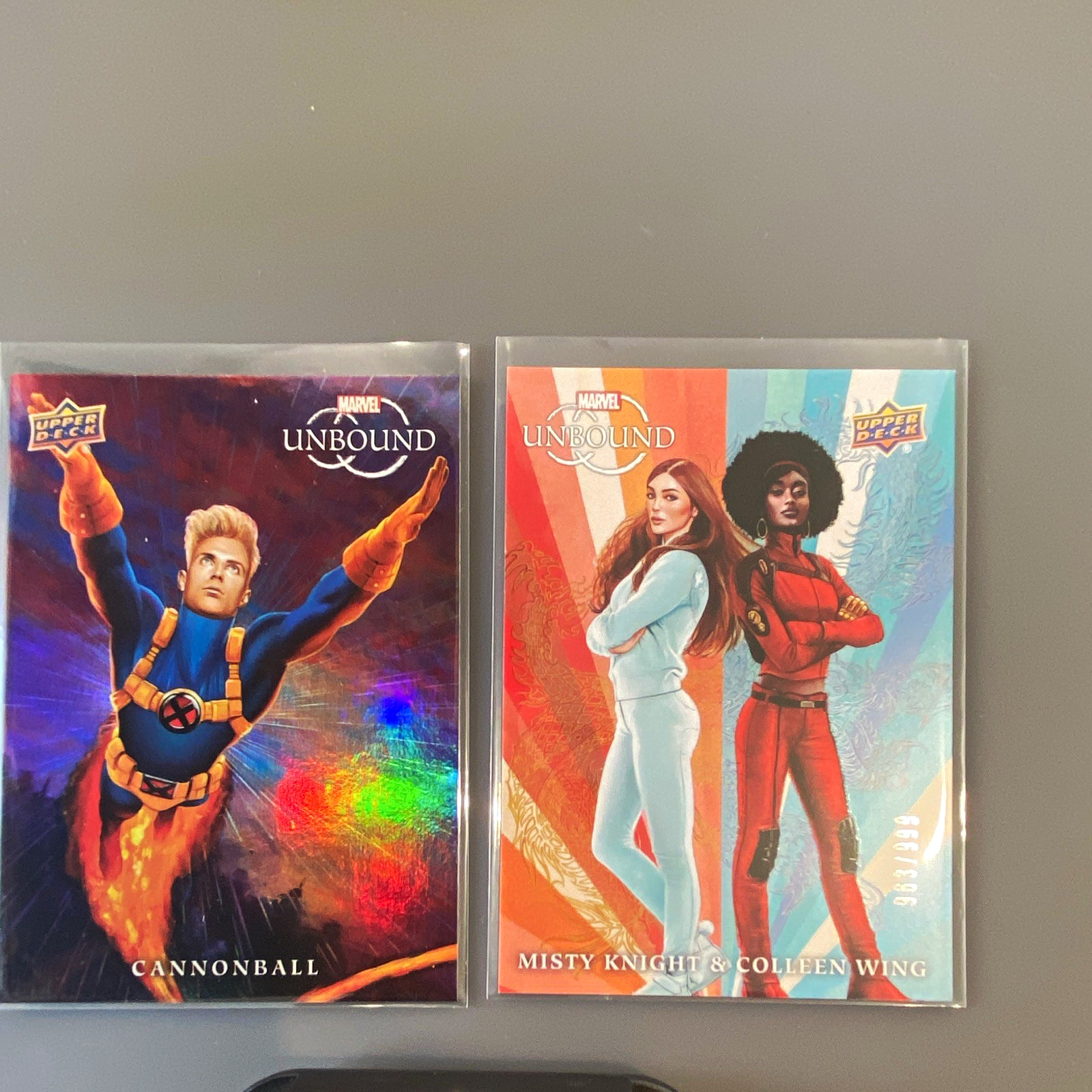 Upper Deck Marvel Unbound #/999 2 Card Lot Cannonball #142 Misty #147