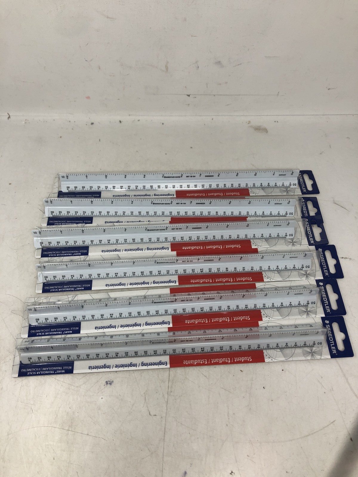 STAEDTLER 12in Engineer Scale Ruler Triangular Engineering Ruler Qty:6