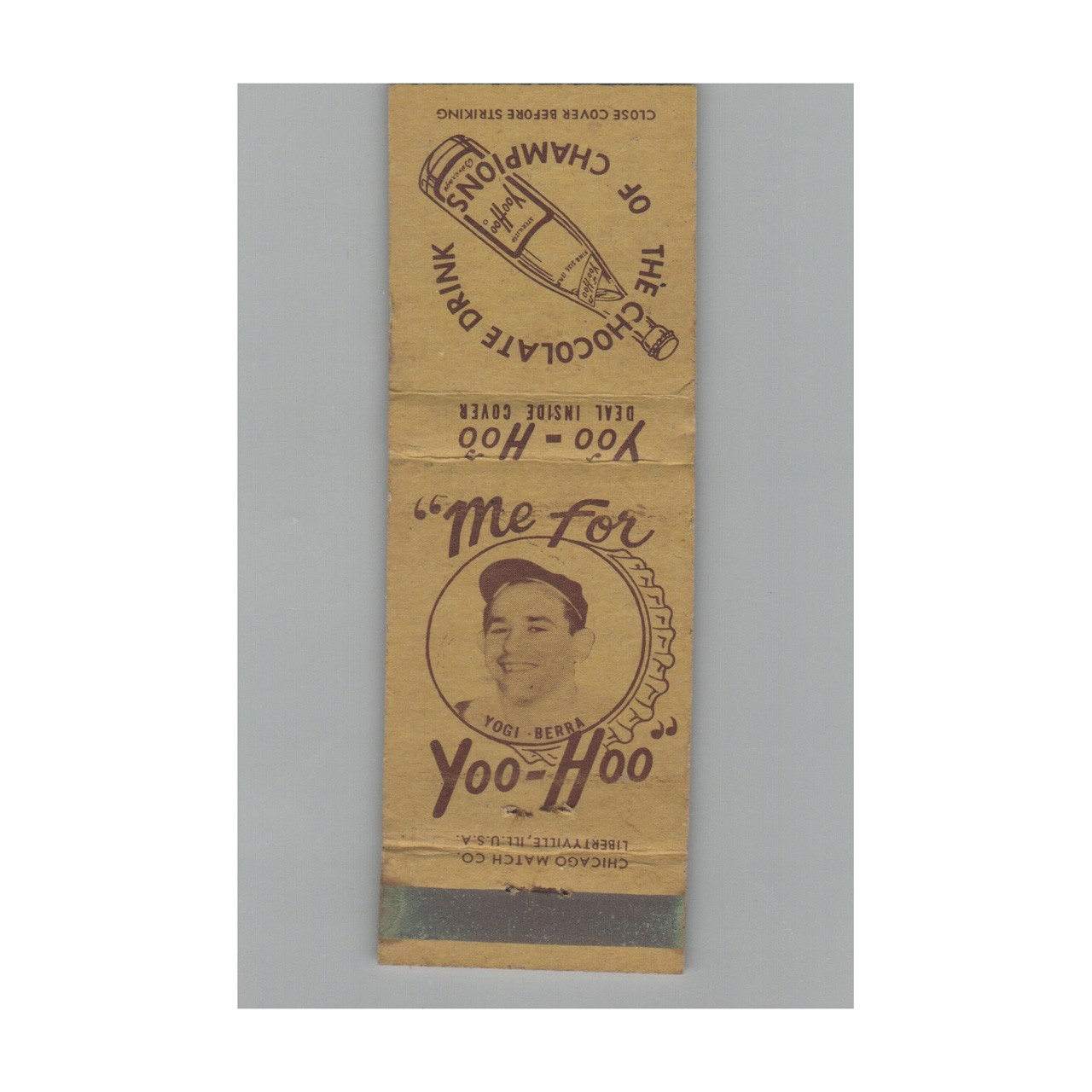 Matchbook Cover Yogi Berra Yoo-Hoo Chocolate Drink Hall Of Famer