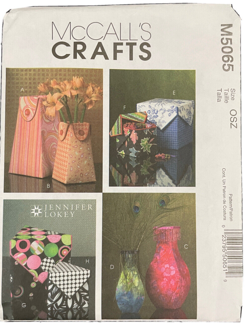 5065 McCall's Crafts Fabric Vases and Boxes Sewing Pattern Uncut NEW