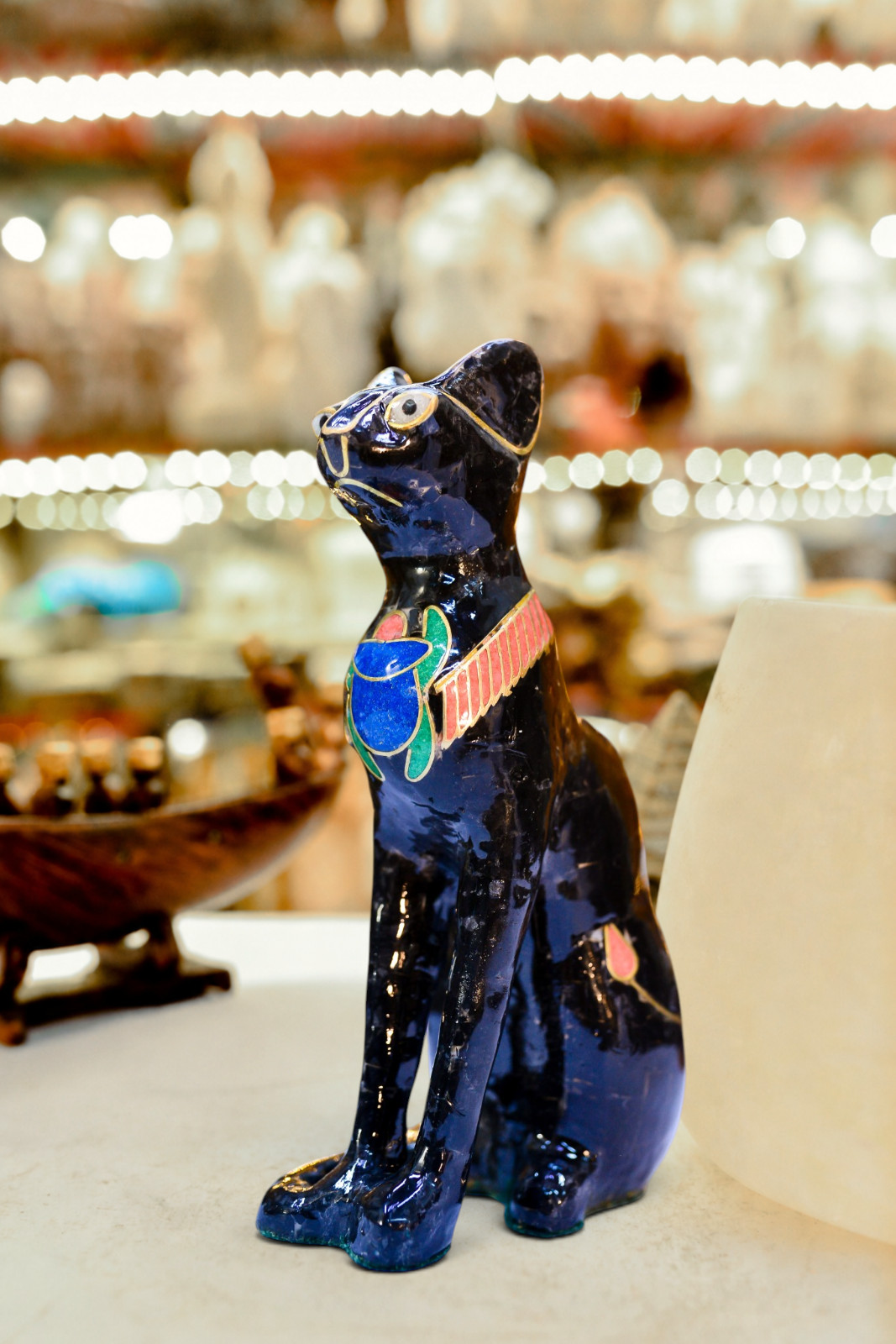 Unique Gemstone Ancient Egyptian Cat Goddess Bastet Statue Made in Egypt
