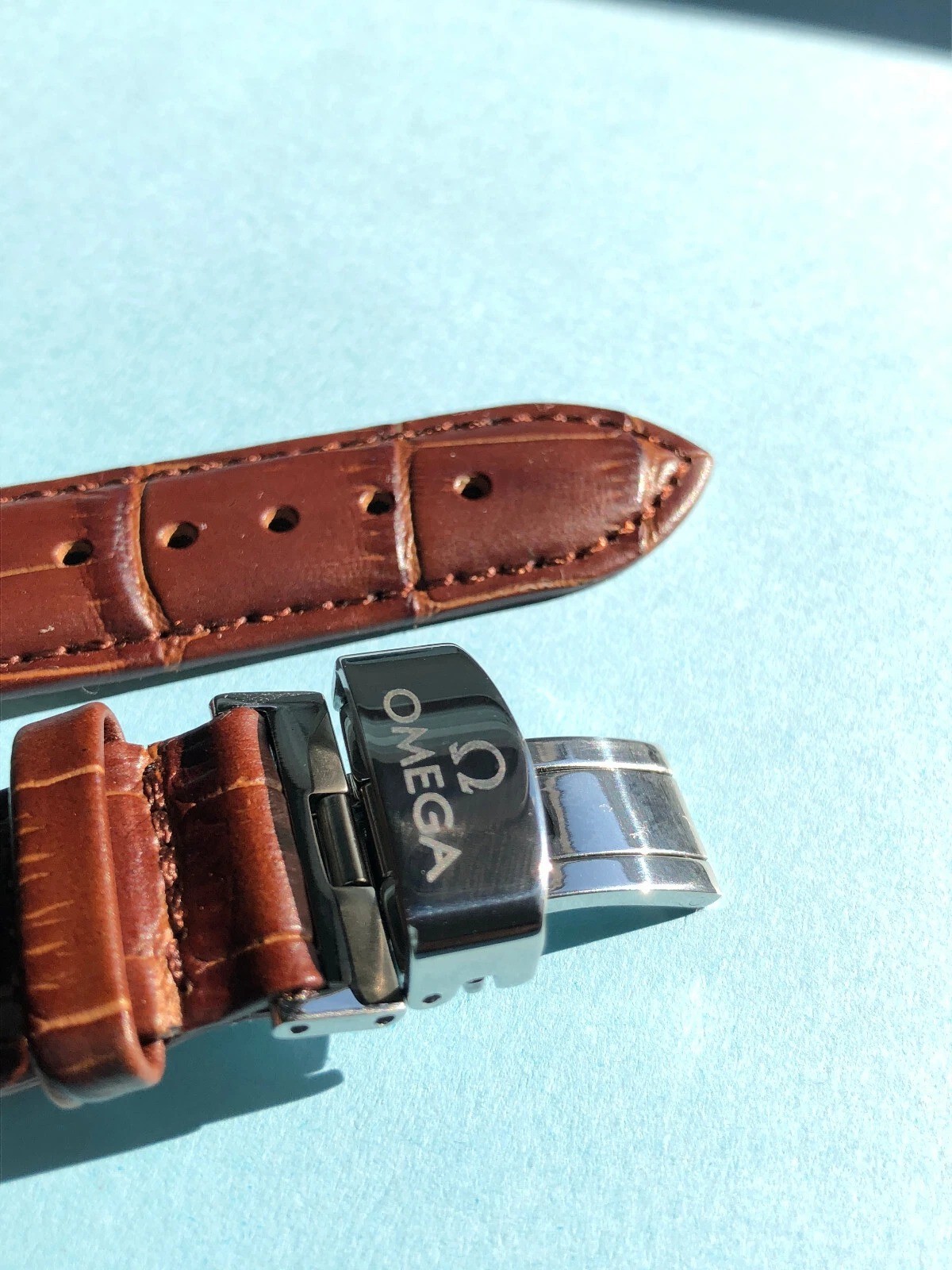 New Omega leather watch strap- 20 mm OMEGA SEAMASTER SPEEDMASTER Butterfly Clasp