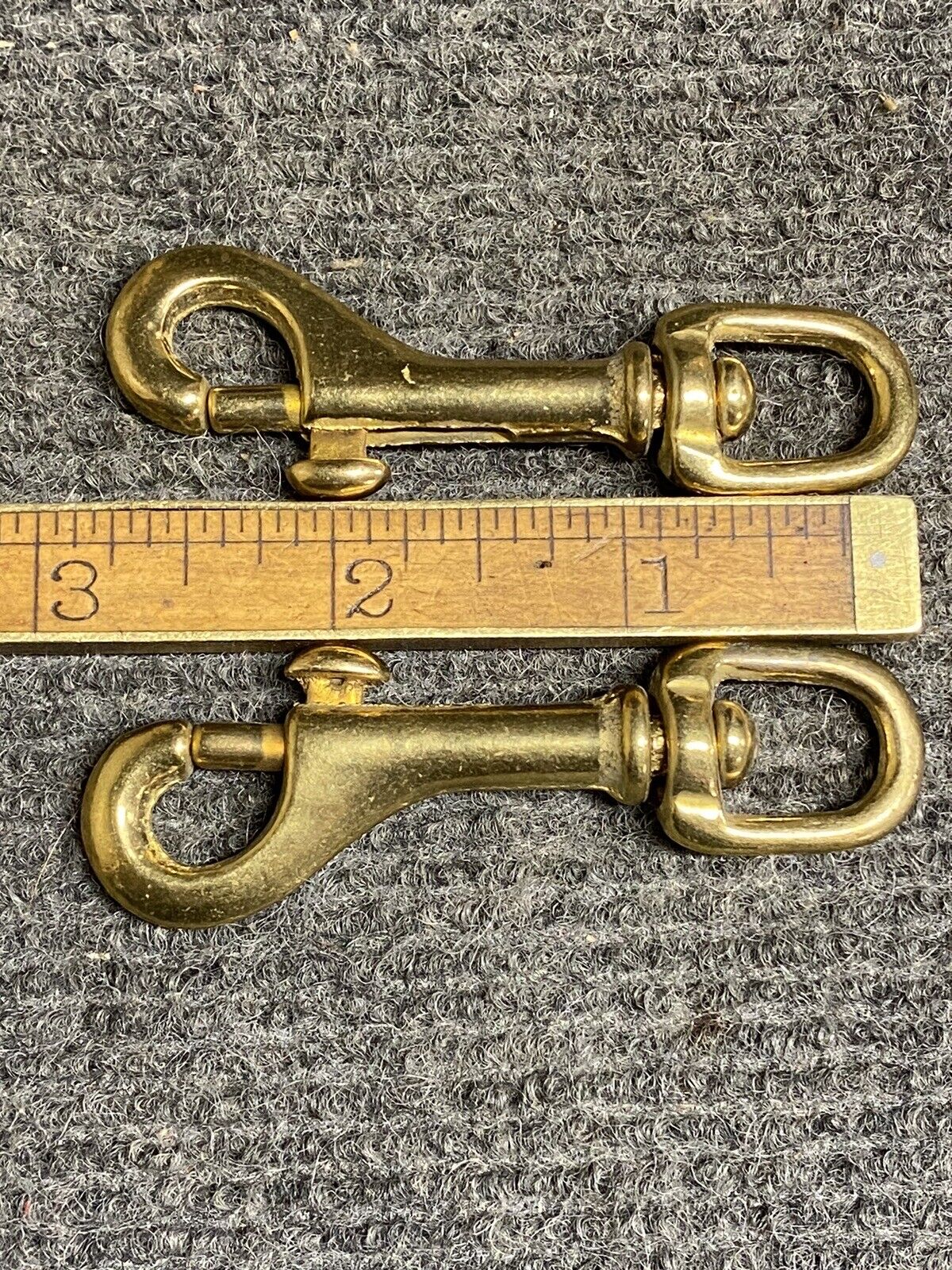 (2) Vintage Brass Swivel Spring Clip Hooks 2-3/4” Long