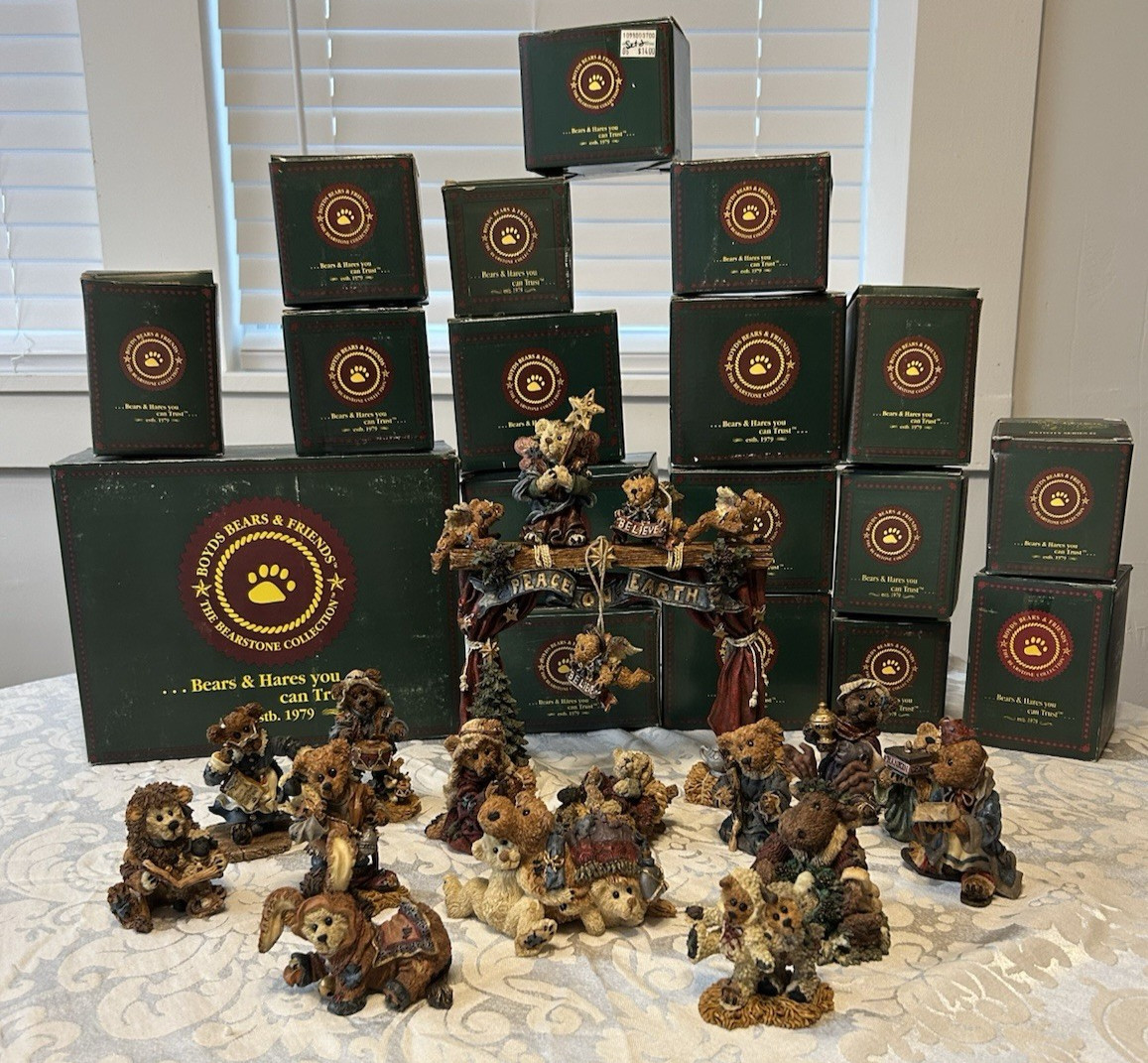 Boyds Bears & Friends NATIVITY SET of 20 Pieces BEARSTONE Collection W/Boxes