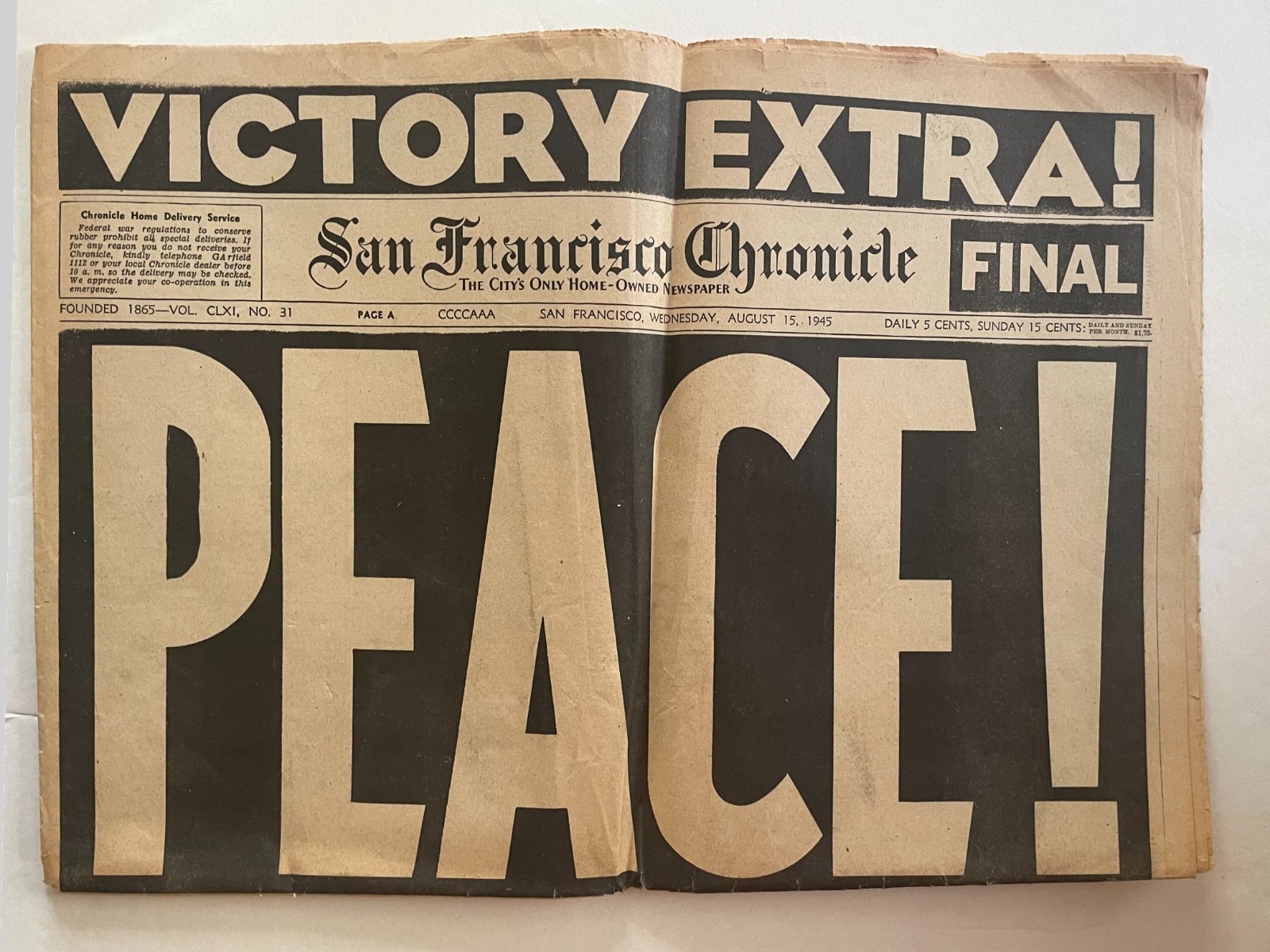 1945 San Francisco WWII Newspaper, Chronicle - \ 1945 San Francisco WWII Newspaper, Chronicle - \