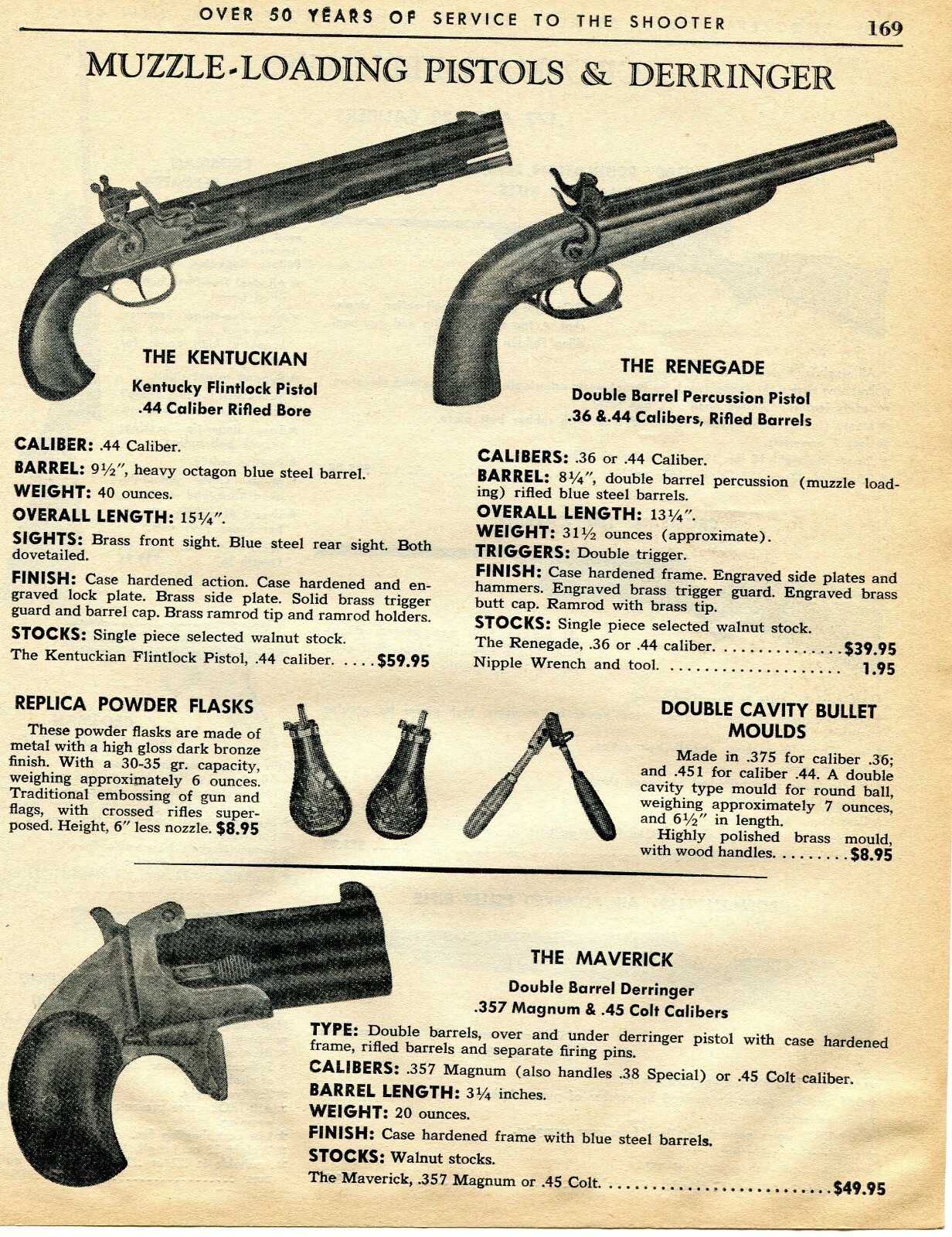 1964 Print Ad of Kentuckian, Renegade Muzzle-Loading Pistol & Maverick Derringer 1964 Print Ad of Kentuckian, Renegade Muzzle-Loading Pistol & Maverick Derringer