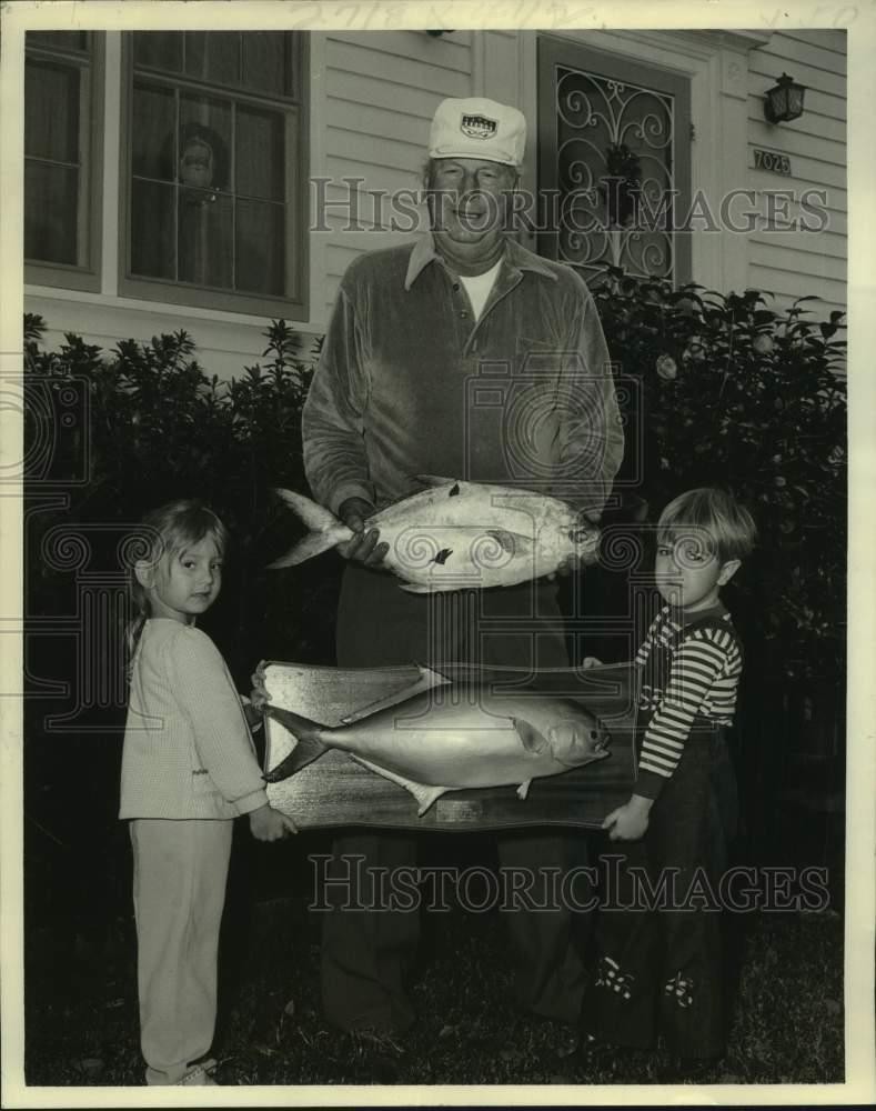 1980 Press Photo Buddy Pons with his grandchildren Vanesa Braud & Sammy Pons