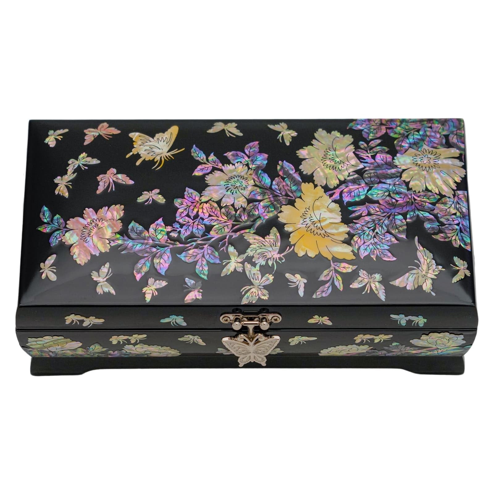 Exquisite Mother-of-Pearl Floral and Butterfly Lacquer Jewelry Box - Elegant ...