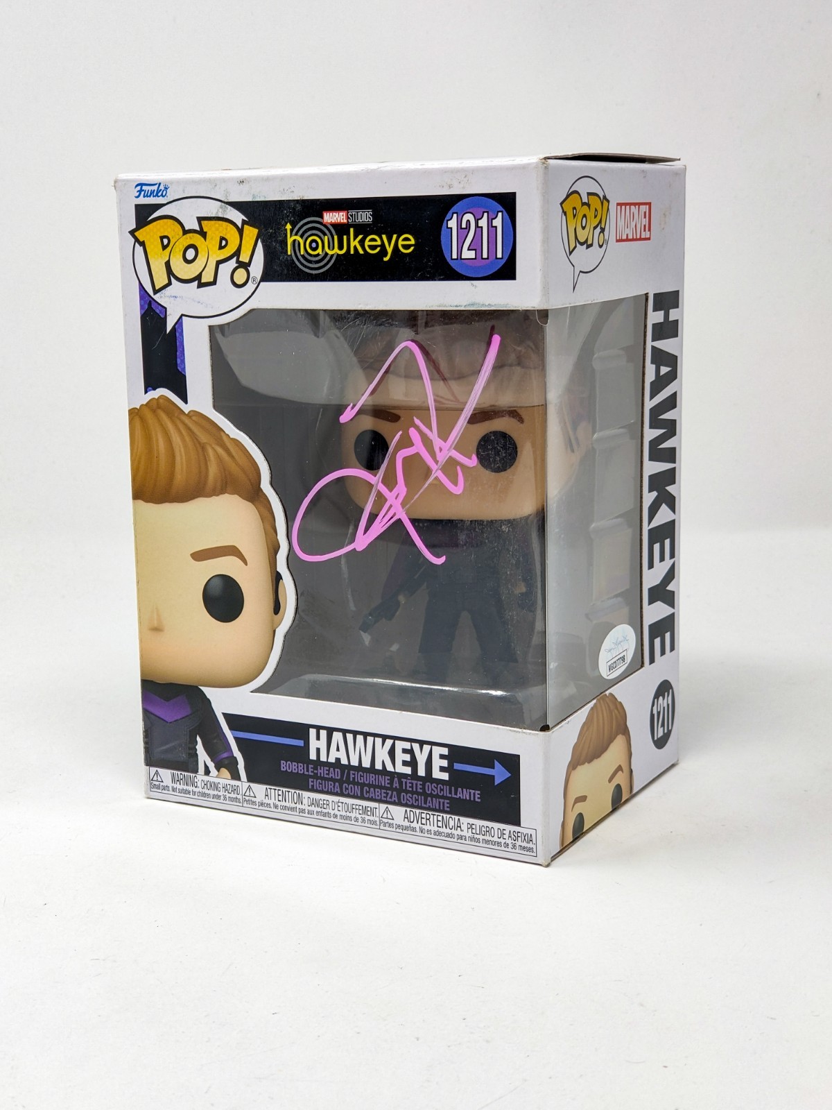 Jeremy Renner Marvel Studios Hawkeye #1211 Signed Funko Pop JSA Certified