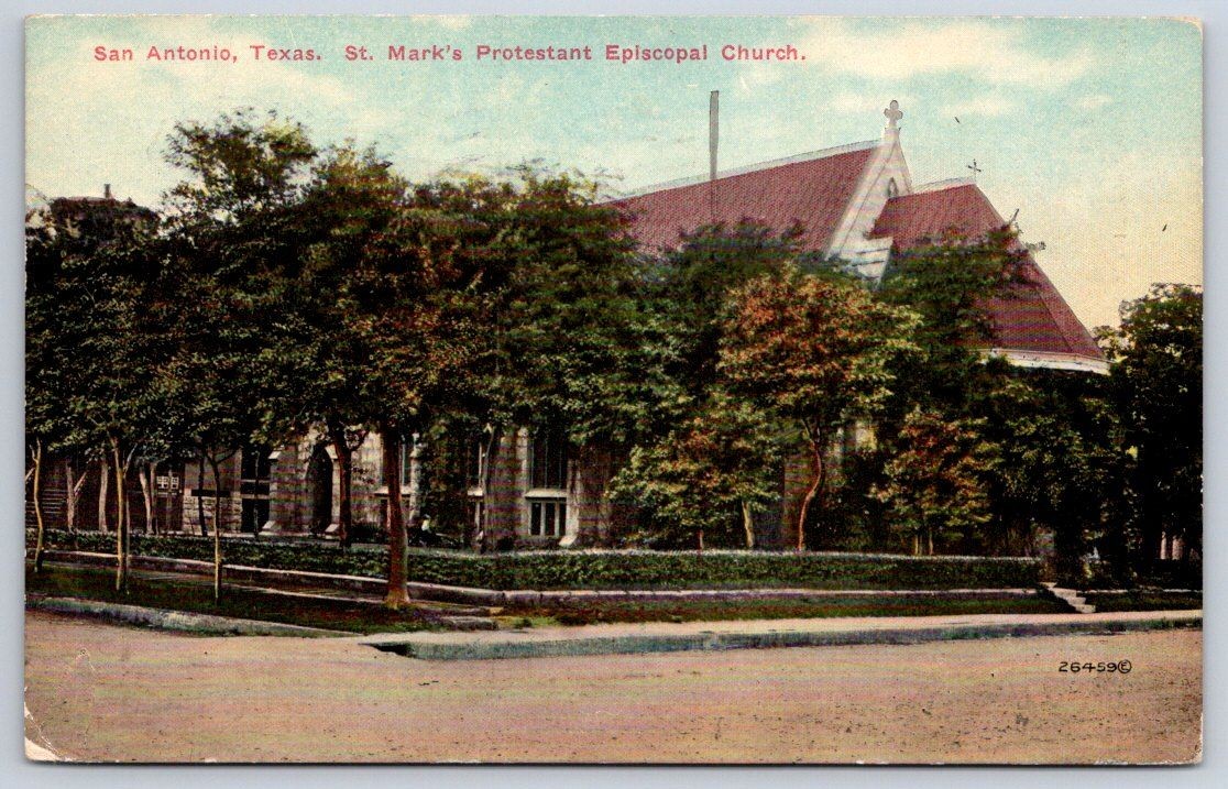Antique Texas Postcard SAN ANTONIO St. Marks Episcopal Church 1912