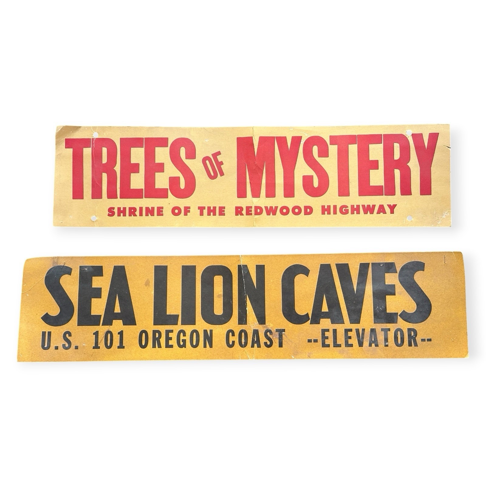 Vintage Sea Lion Caves Trees of Mystery Oregon California Highway Signs Lot