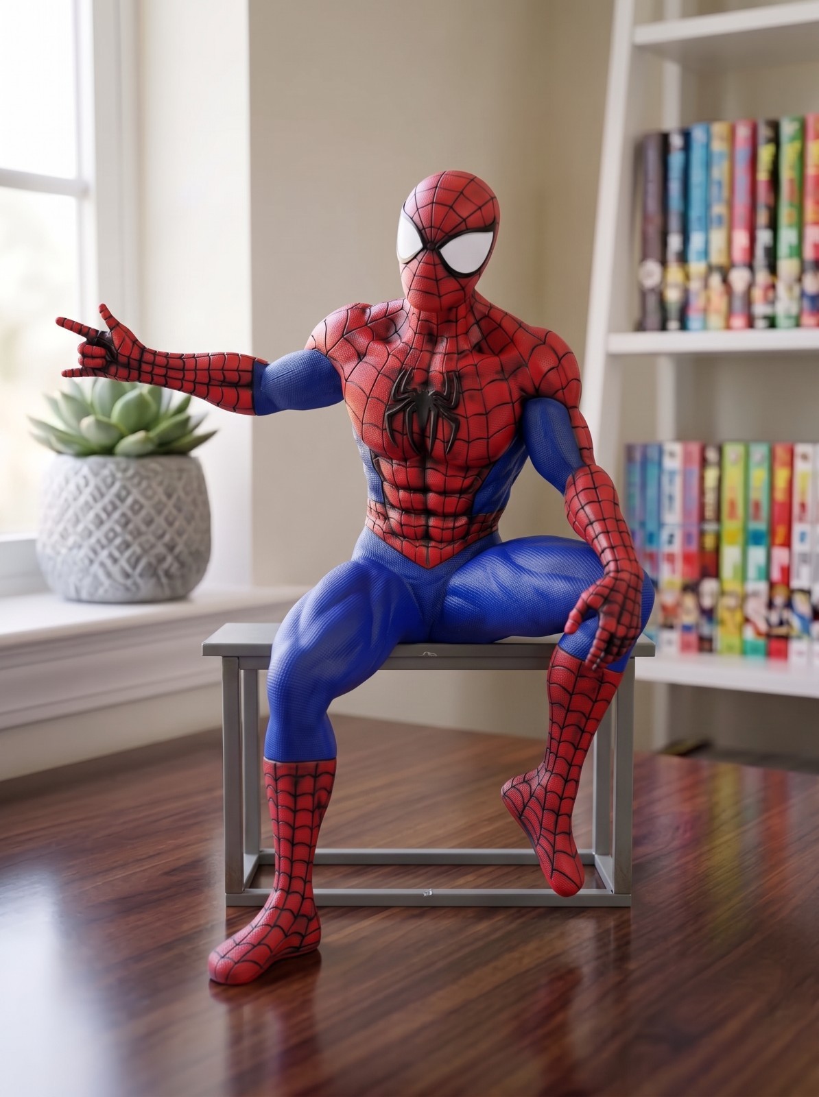 Marvel Spider-Man Classic Comic Suit Sitting Pose Collectible Statue Figure Hero