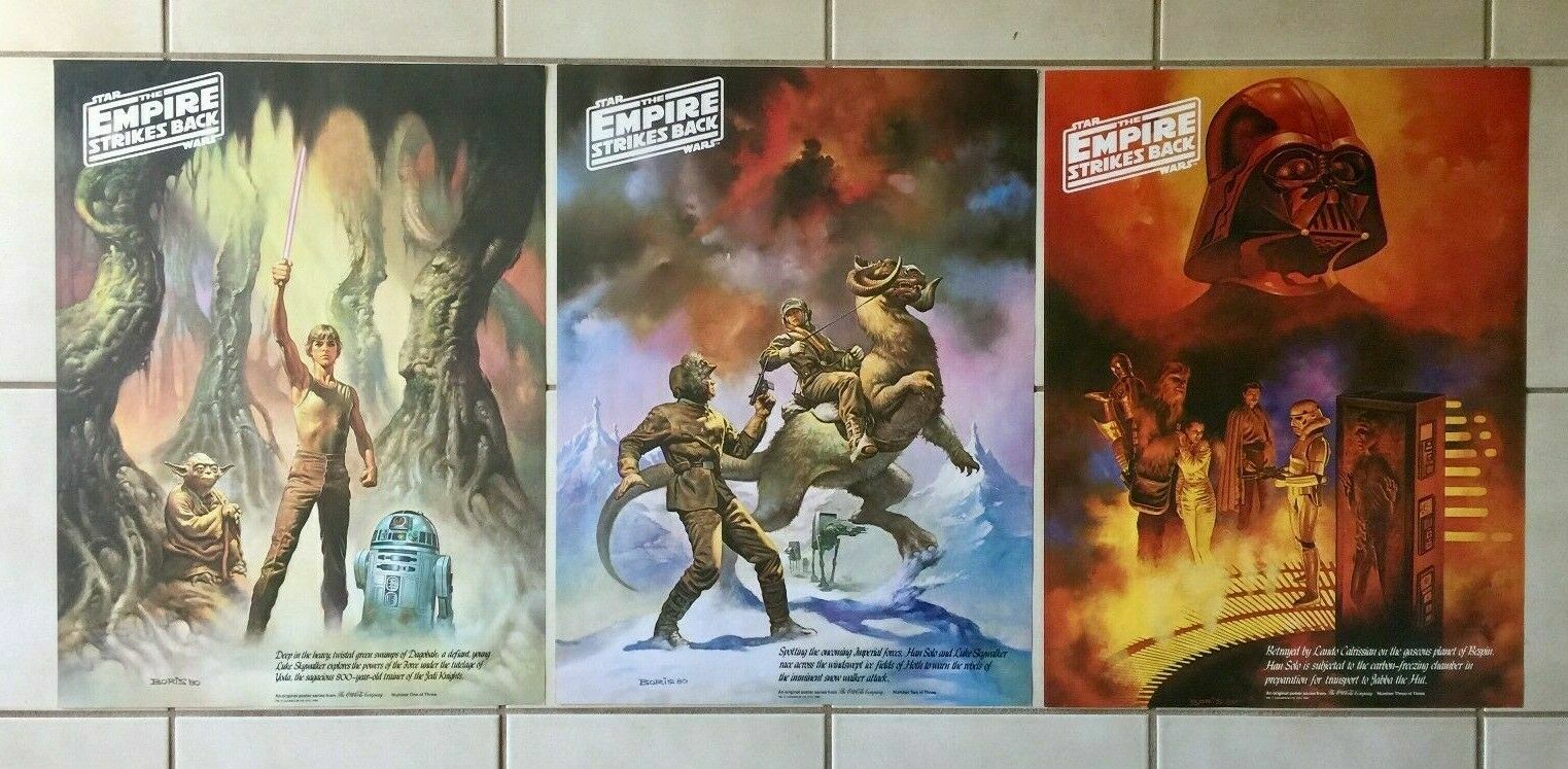 Original 1980 Star Wars:ESB Boris Promo Poster Set of 3- UNUSED Rolled