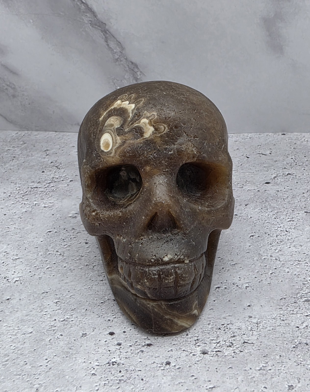 Amber Calcite Skull – Hand Carved Natural Stone Crystal Skull