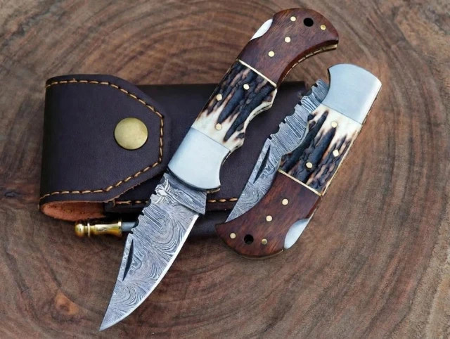 Wholesale Lot 30 Pcs Damascus Folding Pocket Knives Leather Sheath Wholesale Lot 30 Pcs Damascus Folding Pocket Knives Leather Sheath