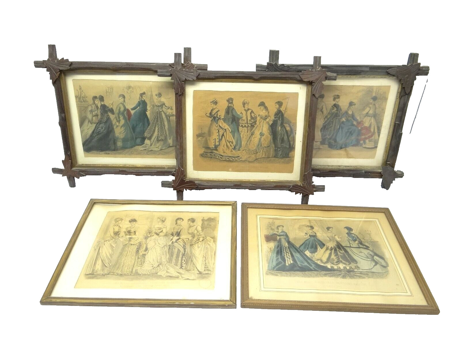 Antique Victorian Fashion Plates Peterson\'s Magazine Les Modes Framed Print Lot Antique Victorian Fashion Plates Peterson\'s Magazine Les Modes Framed Print Lot