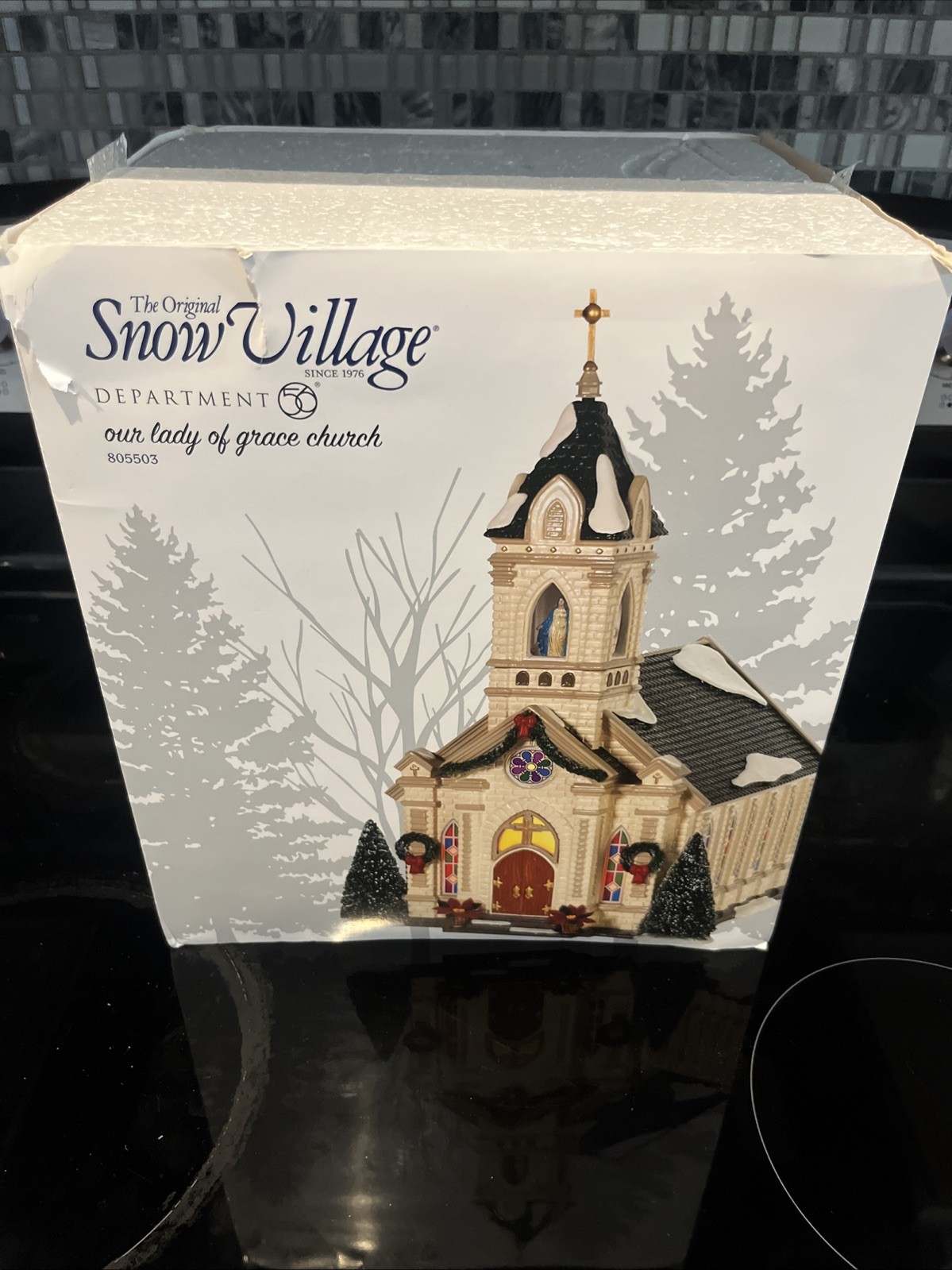 Department 56 Snow Village Our Lady Of Grace Church Lit House Mint