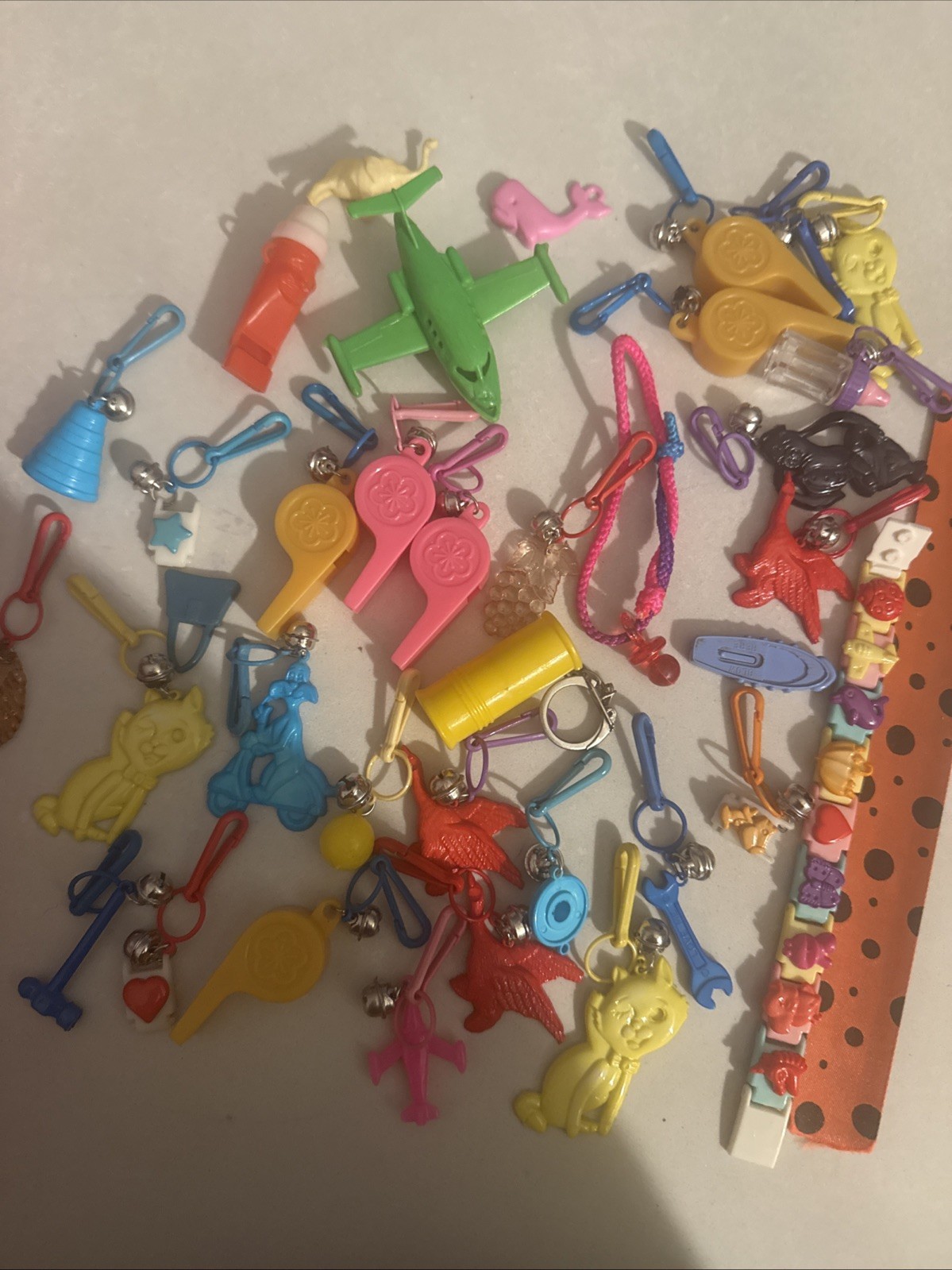 Vintage 1980\'s plastic clip on bell charms And More Lot Of 37 Mixed