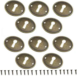 10 Pack Vintage Keyhole Covers for Cabinet Doors, Bronze 10 Pack Vintage Keyhole Covers for Cabinet Doors, Bronze