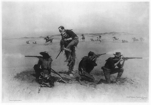 Little Bighorn Montana 1876 George Custer Last Stand Soldiers Shooting Print