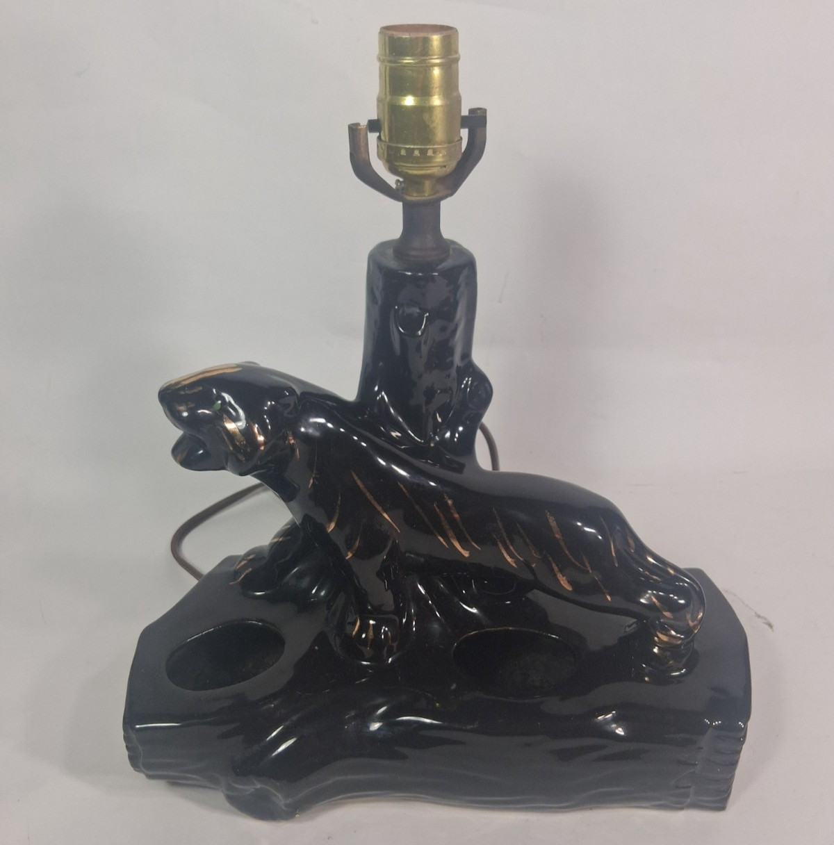 Vintage TV Lamp Black & Gold Panther Planter Ashtray Mid Century Modern MCM