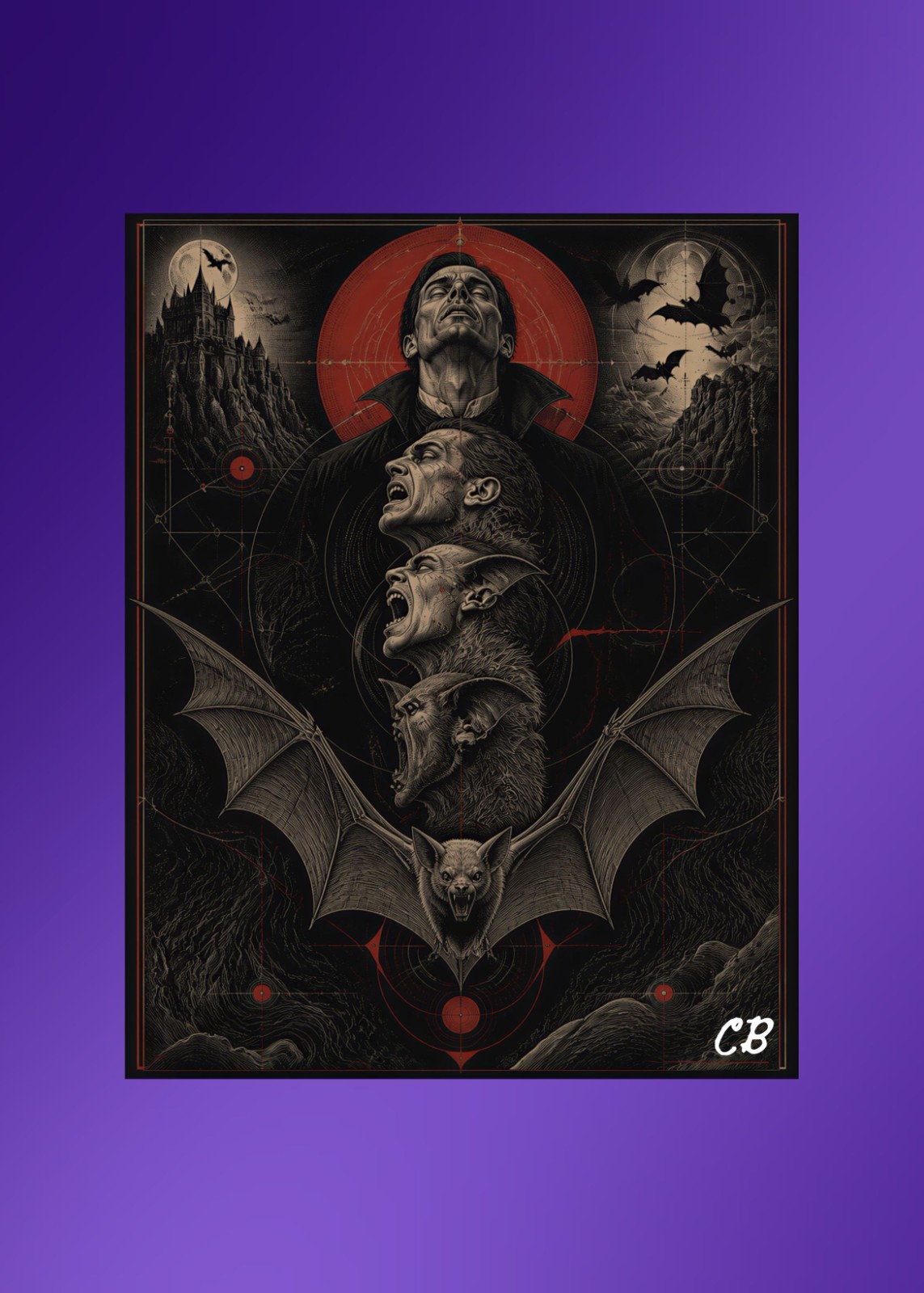 Vampire\'s Transformation | ACEO Art Card | Halloween Hollow Print