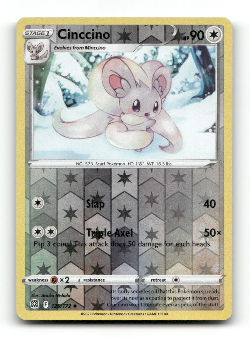 Cinccino 125/172 Uncommon BRS Brilliant Stars Pokemon Reverse Holo NM/M Cinccino 125/172 Uncommon BRS Brilliant Stars Pokemon Reverse Holo NM/M