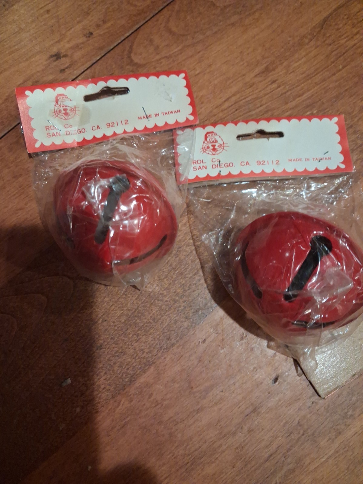 Vtg Metal Jumbo Christmas Bells Red 1960s NOS In Package 2 Of Them