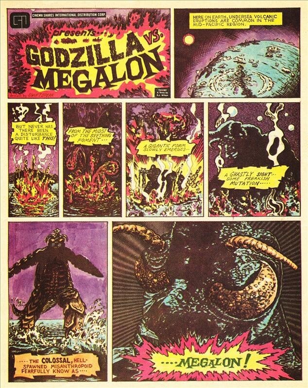 Godzilla vs. Megalon 1976 Cinema Shares 4 Page Giveaway Photocopy Comic Book Godzilla vs. Megalon 1976 Cinema Shares 4 Page Giveaway Photocopy Comic Book