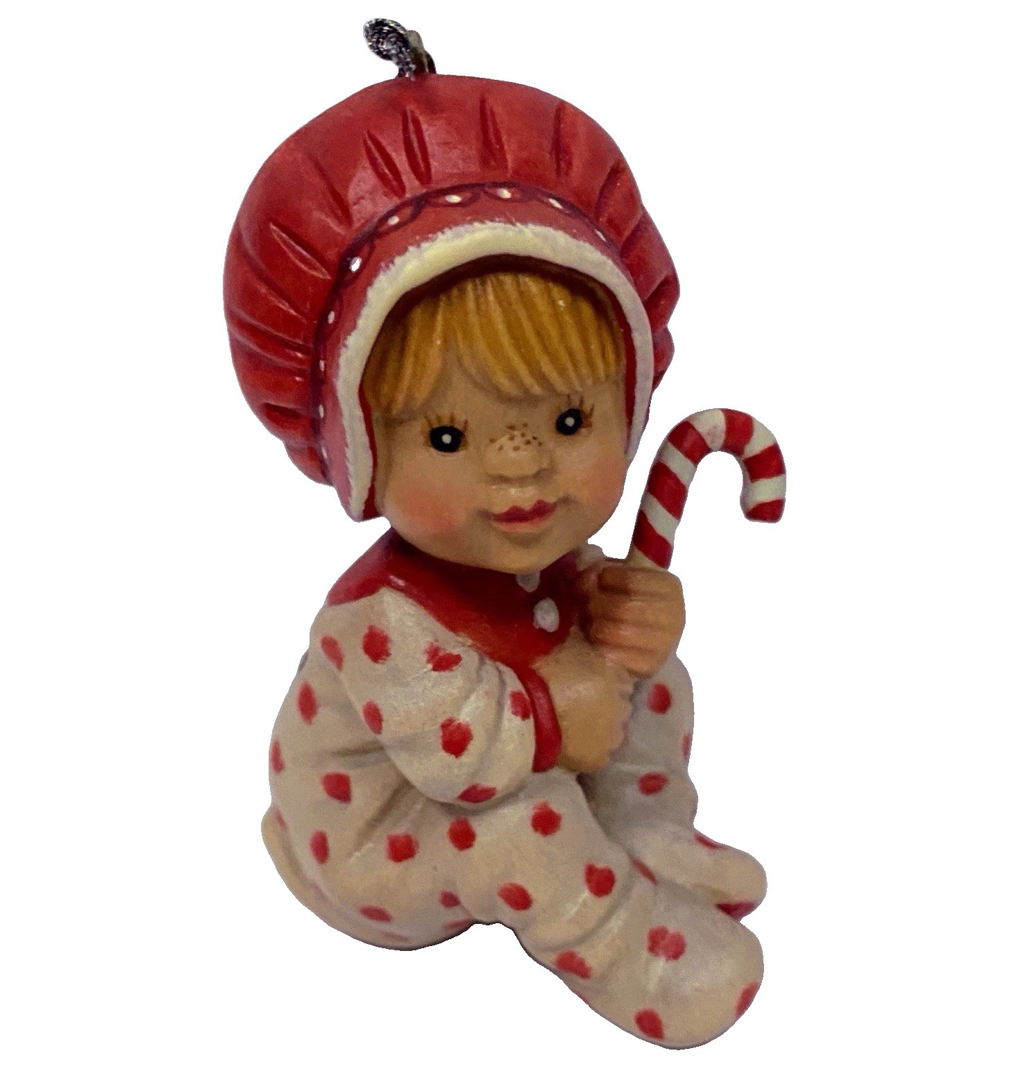 Anri Sarah Kay Ornament 3” Italy Christmas Polka Dot Pajamas Candy Cane Very HTF Anri Sarah Kay Ornament 3” Italy Christmas Polka Dot Pajamas Candy Cane Very HTF
