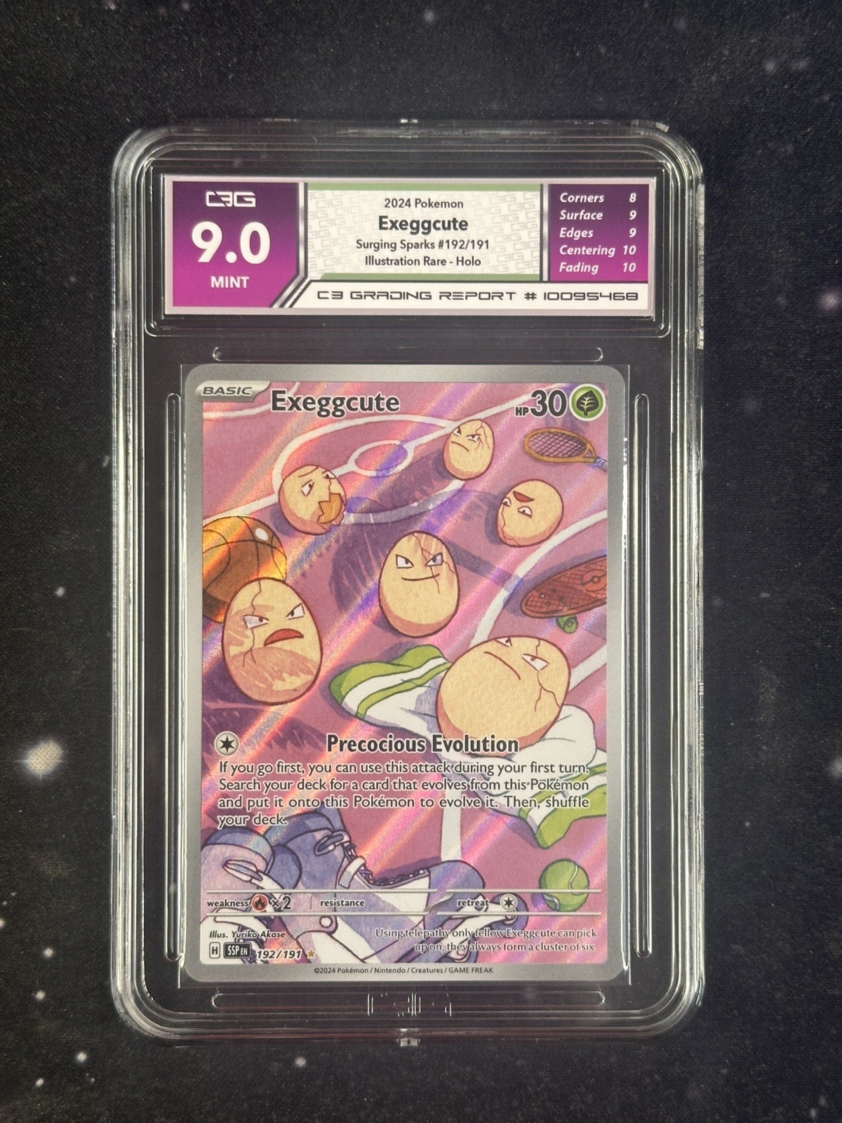 2024 Surging Sparks Exeggcute 192/191 Illustration Rare Holo - C3 Grading 9