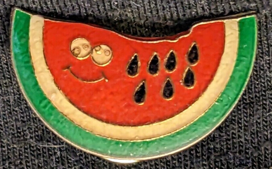 HAPPY / SMILE WATERMELON  ENAMEL LAPEL PIN 1 INCH