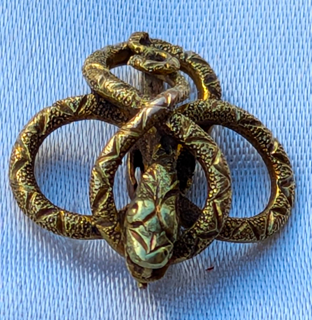 Antique Victorian 18ct Gold Coiled Serpent Snake Stickpin 14ct Gold Stem