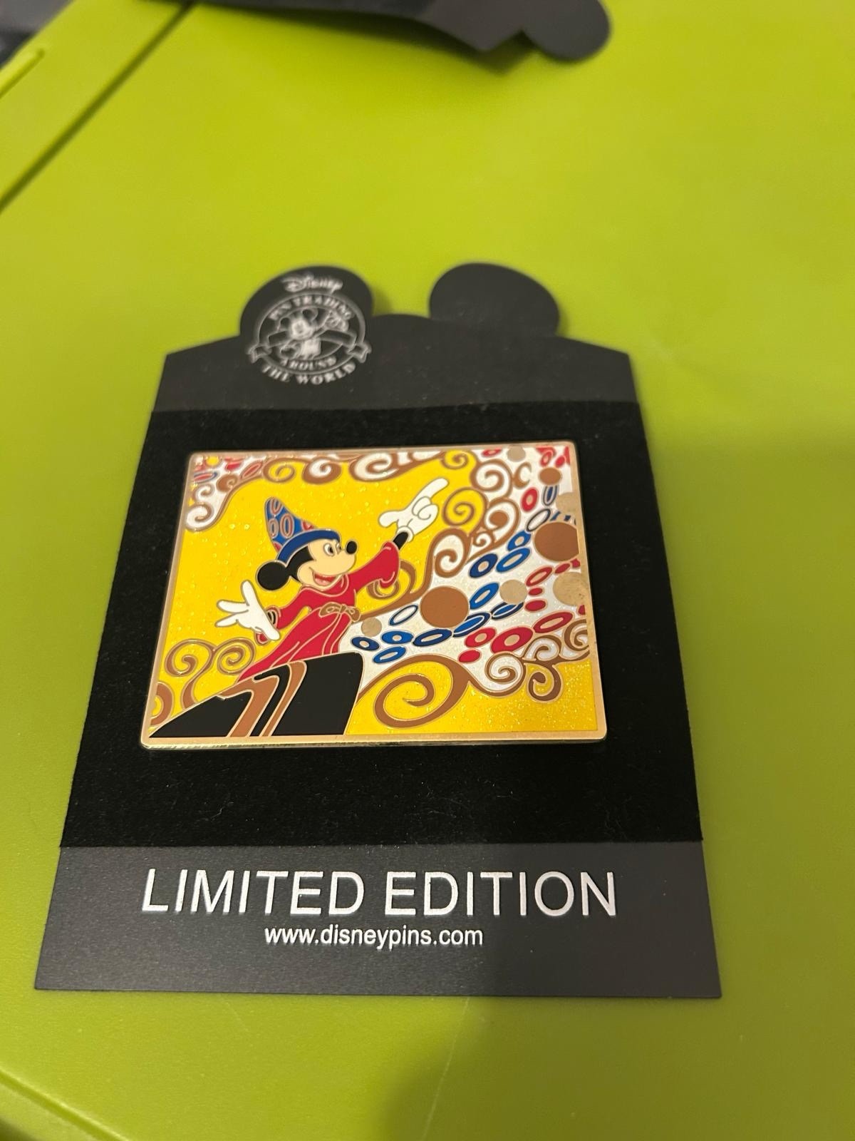 Disney Sorcerer Mickey Fantasia Limited Edition Jumbo Pin with Backing Card