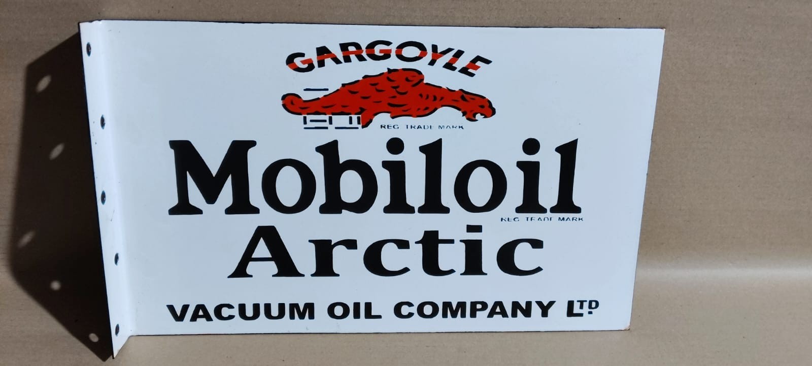 Gargoyle Mobiloil Arctic Porcelain Enamel Sign  18 x 10 Inches 2 Sided