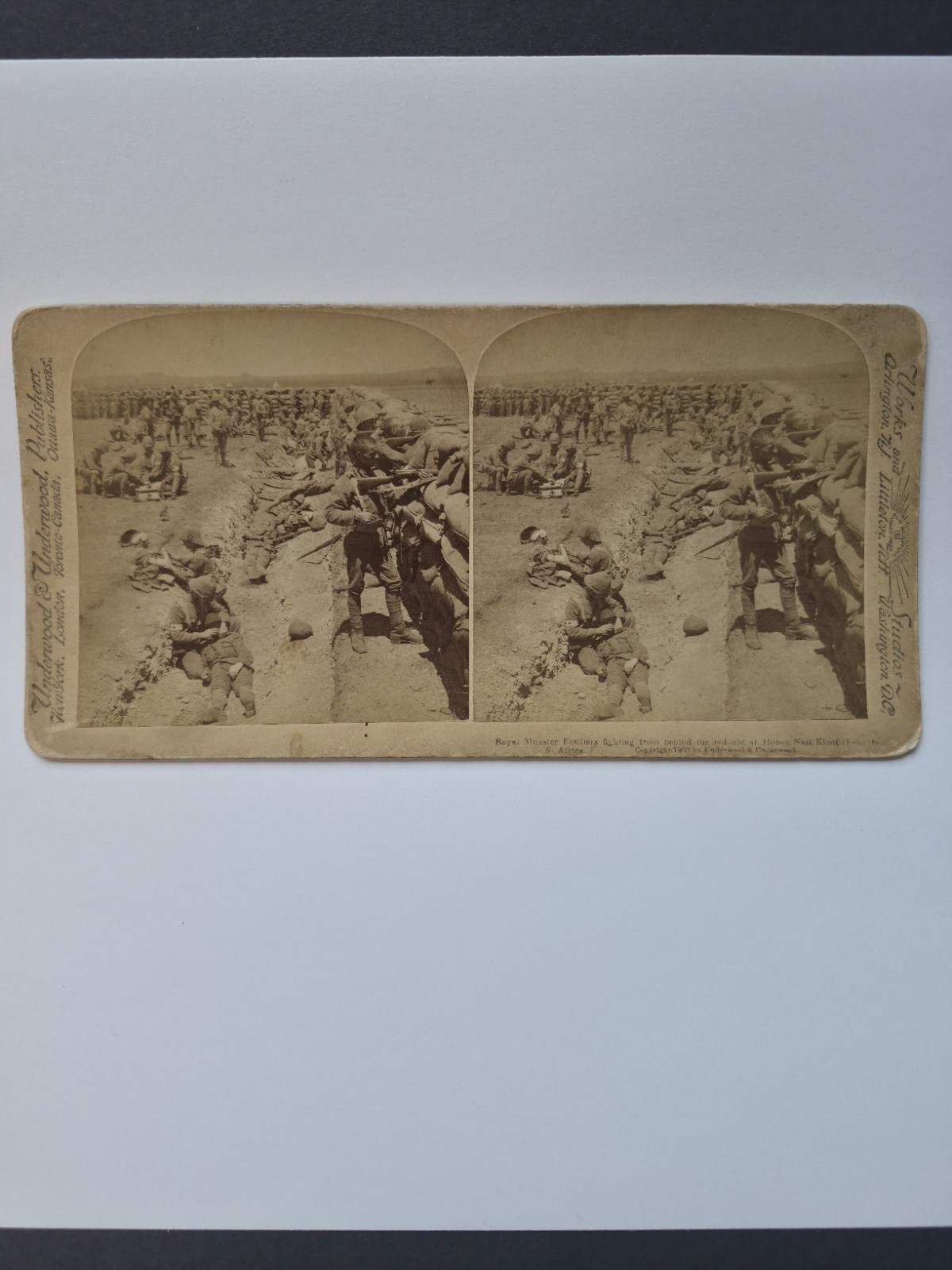 1900 Stereoview Boer War Royal Munster Fusiliers Honey Nest Kloof Underwood