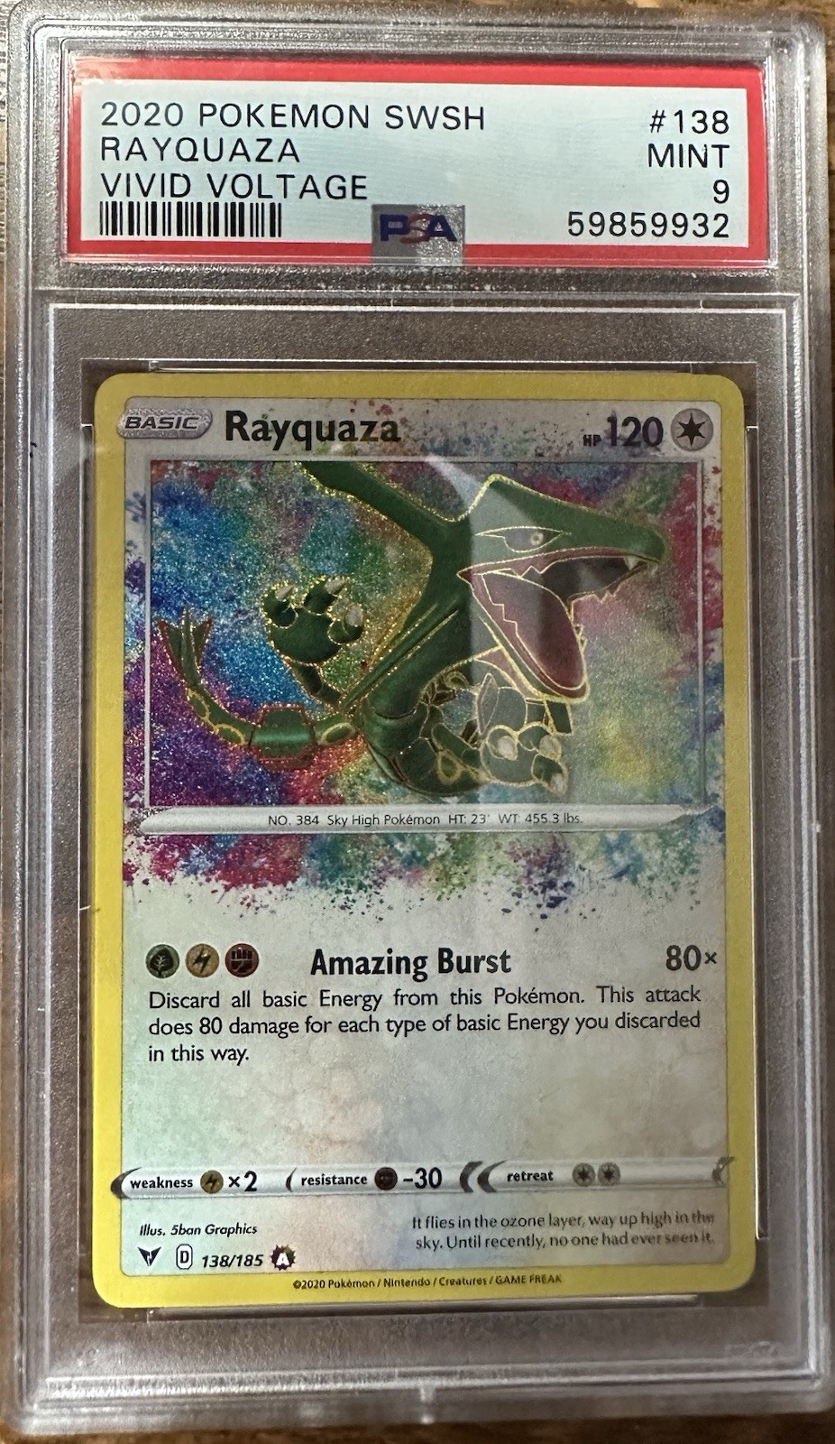 2020 Pokémon SWSH Rayquaza Vivid Voltage PSA 9