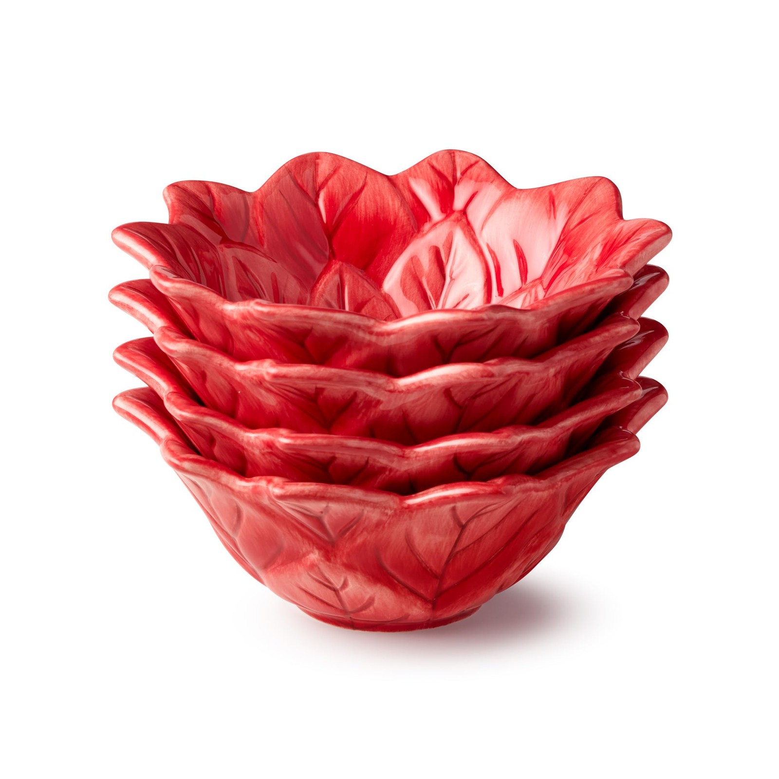 Certified International 21642SET4 Poinsettia Bowls, Set of 4 Red 3D Ceramic