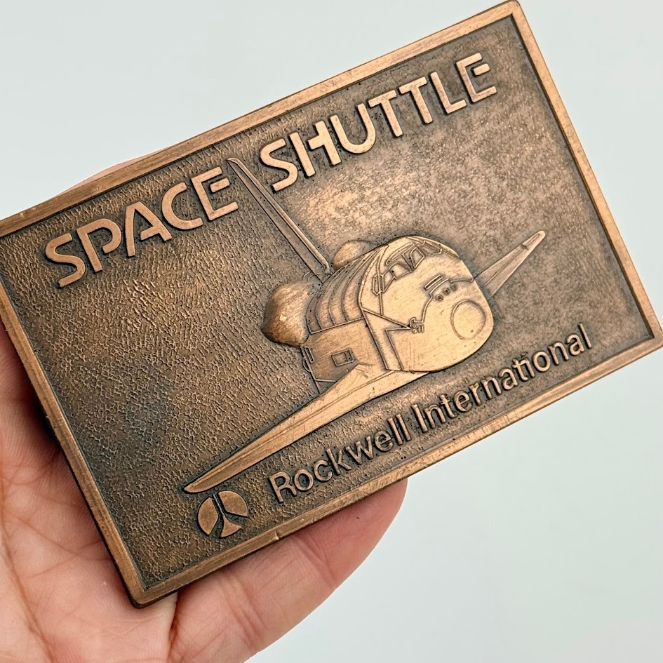 Vtg Rockwell International Space Shuttle Belt Buckle Rocket Aviation Astronaut Vtg Rockwell International Space Shuttle Belt Buckle Rocket Aviation Astronaut