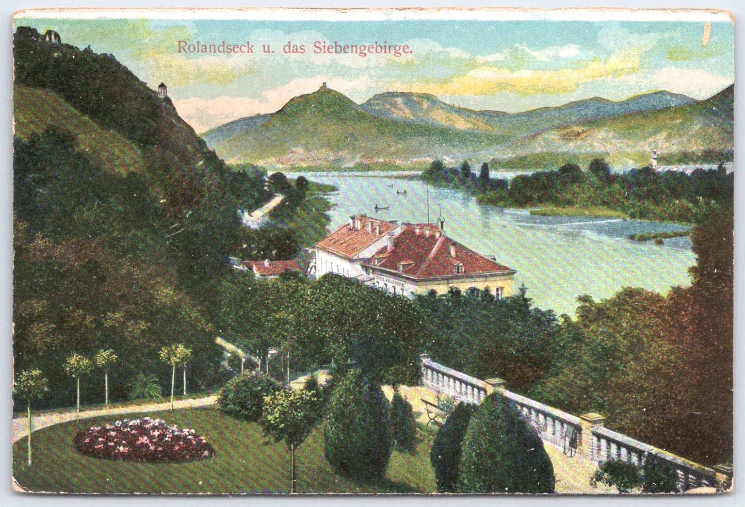 Vintage Rolandseck and Siebengebirge Germany Scenic Postcard