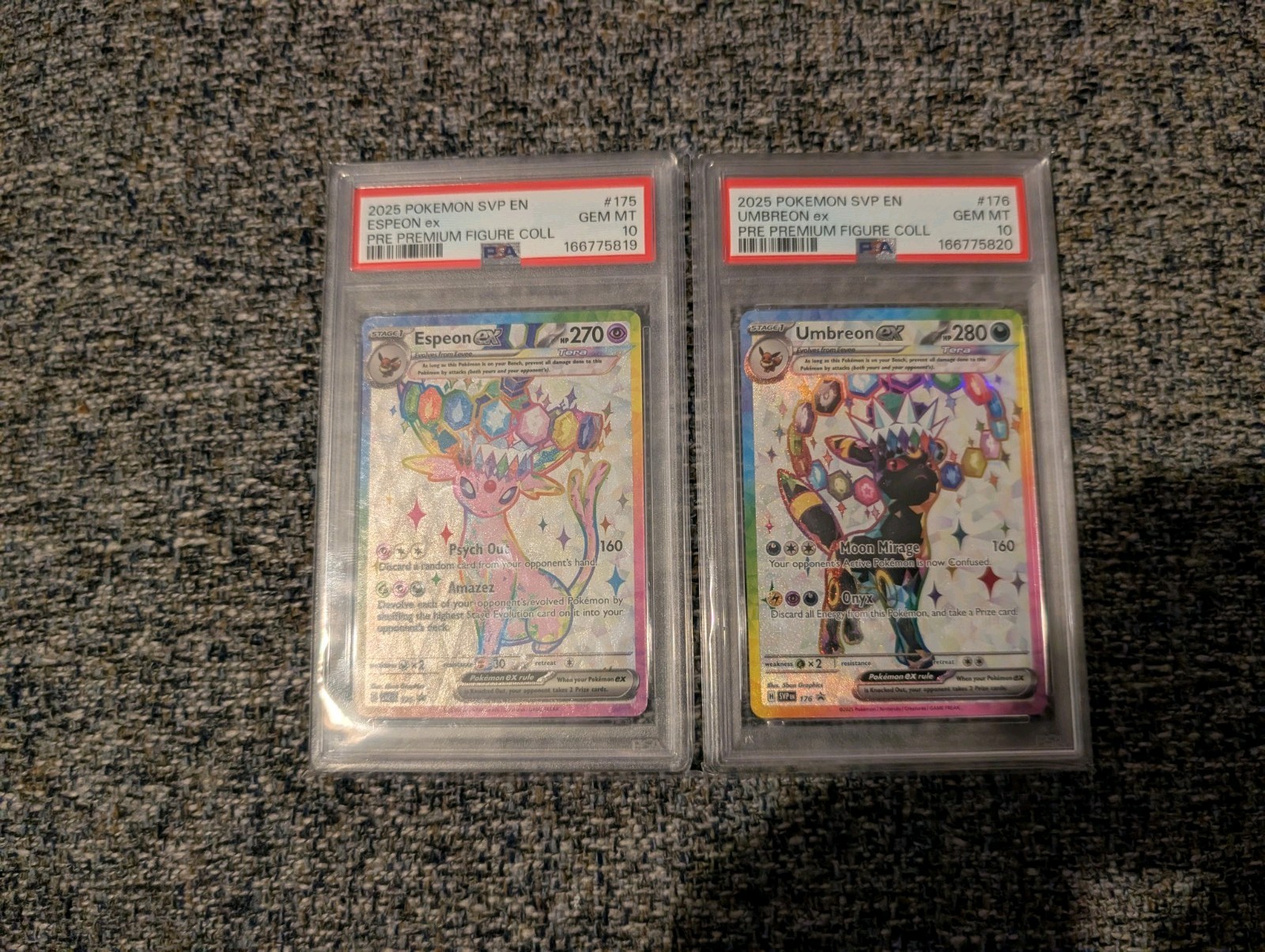 Sequential Espeon Ex 175 and Umbreon EX 176 PSA 10 Gem Mint
