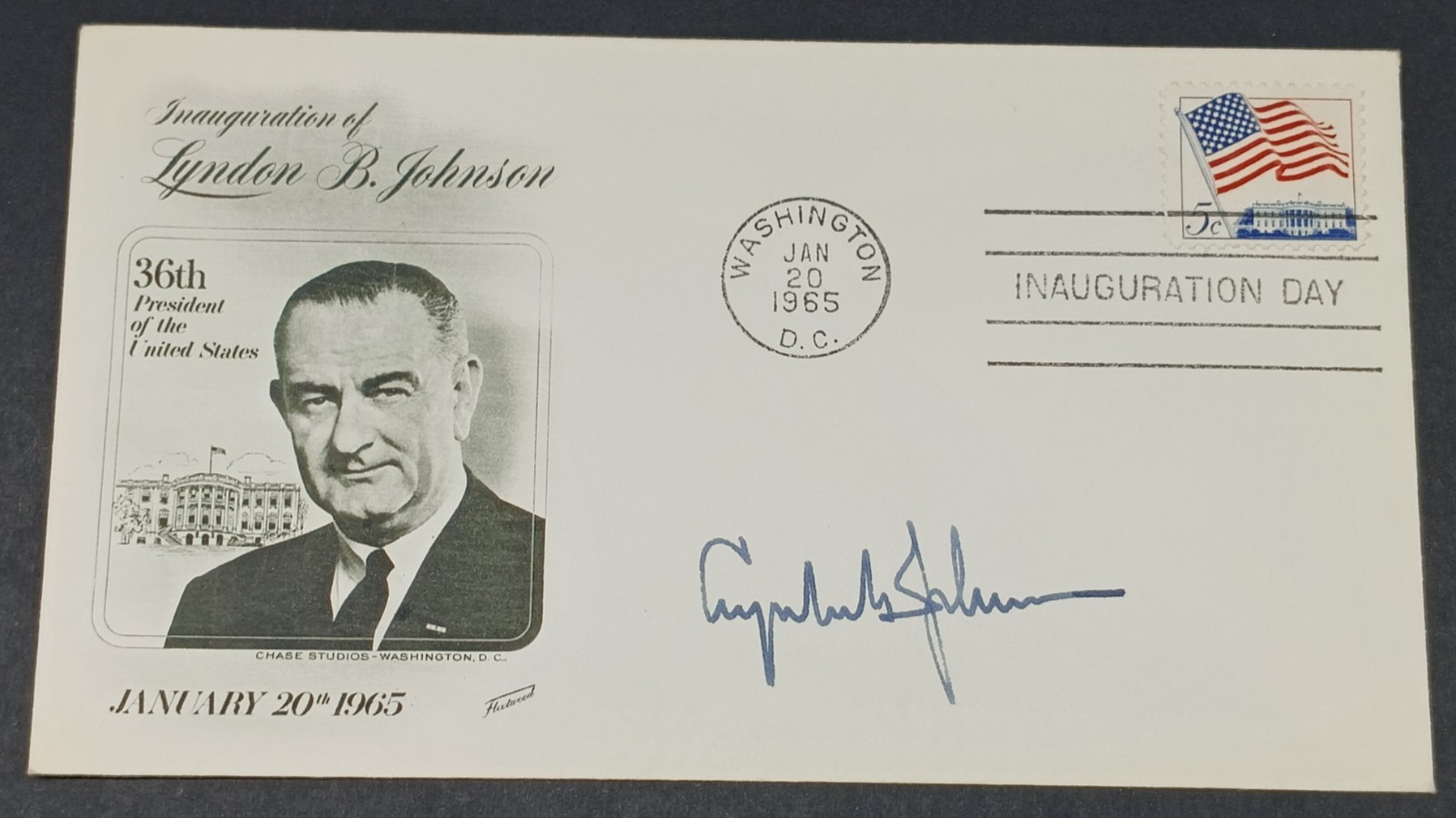 Lyndon B. Johnson Signed Inauguration day cover Washington 1-20-65