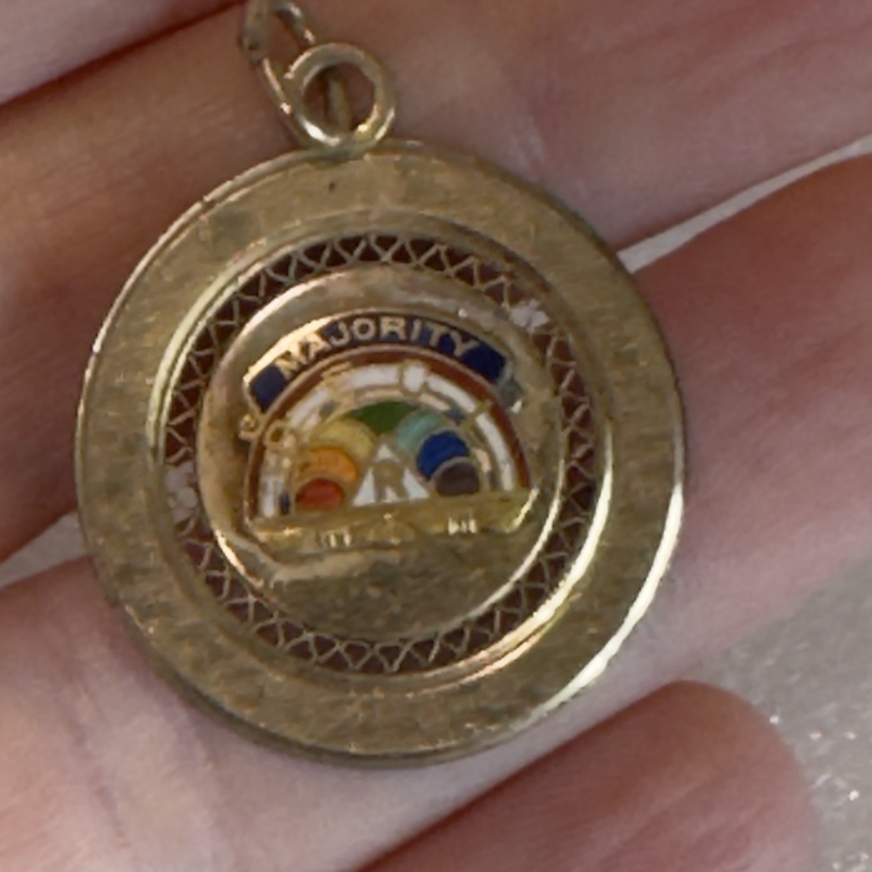 Vintage BFCL Rainbow Girls Gold Filled Charm Pendant Masonic