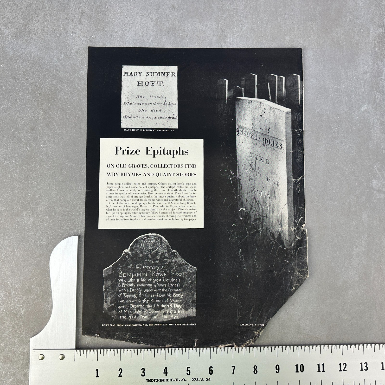 Prize Epitaphs Antique Headstones Graves Vintage Print Ad 1790s 1800s Graveyard