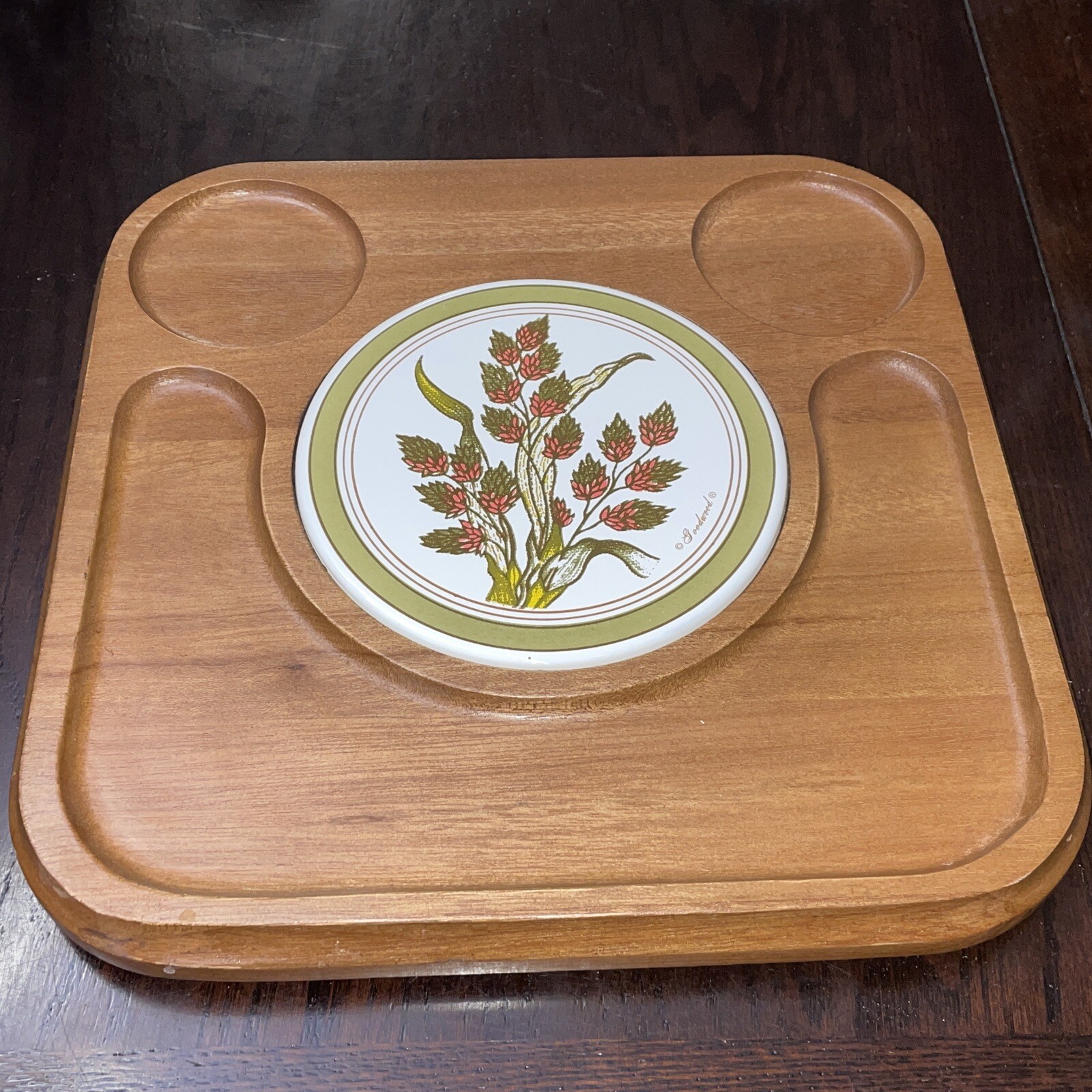 Vintage Goodwood Teak Wood Cheese Board Tray MCM EUC Fast Ship Vintage Goodwood Teak Wood Cheese Board Tray MCM EUC Fast Ship