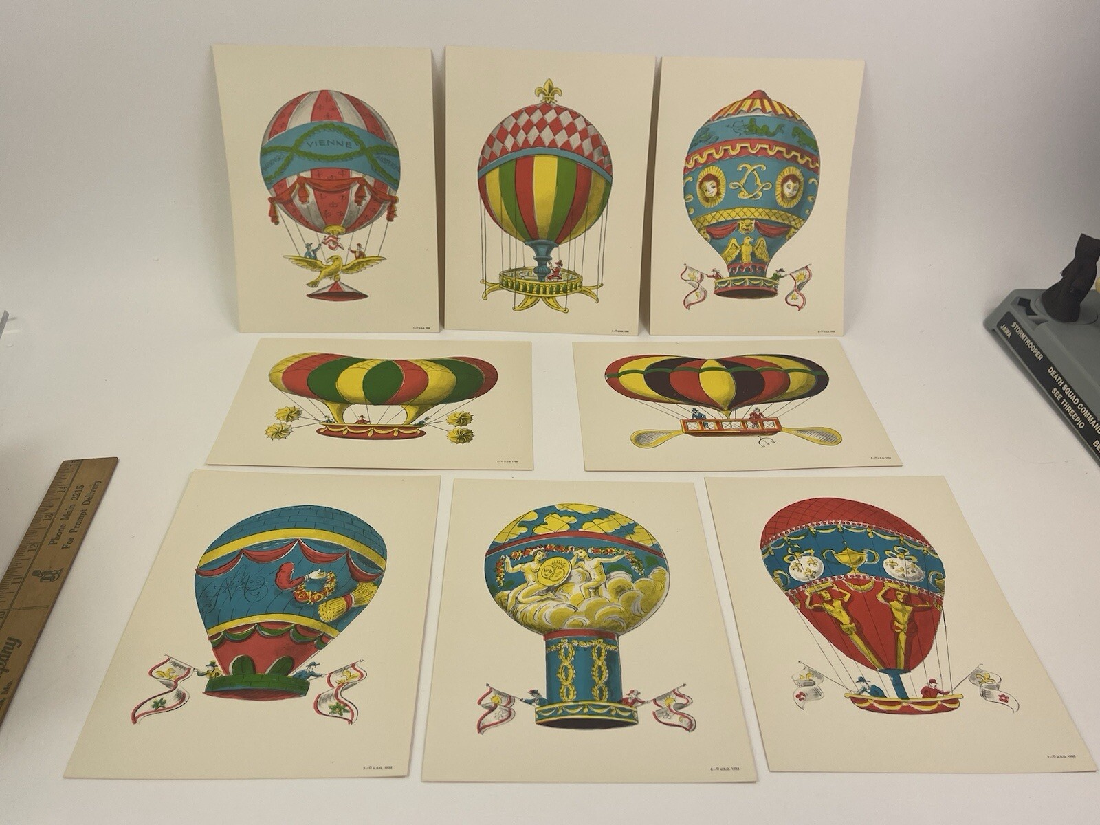8-  #’d Smithsonian 1955 USG  Hot Air Balloon Print Collection 8-1/4 X 6-1/4 “