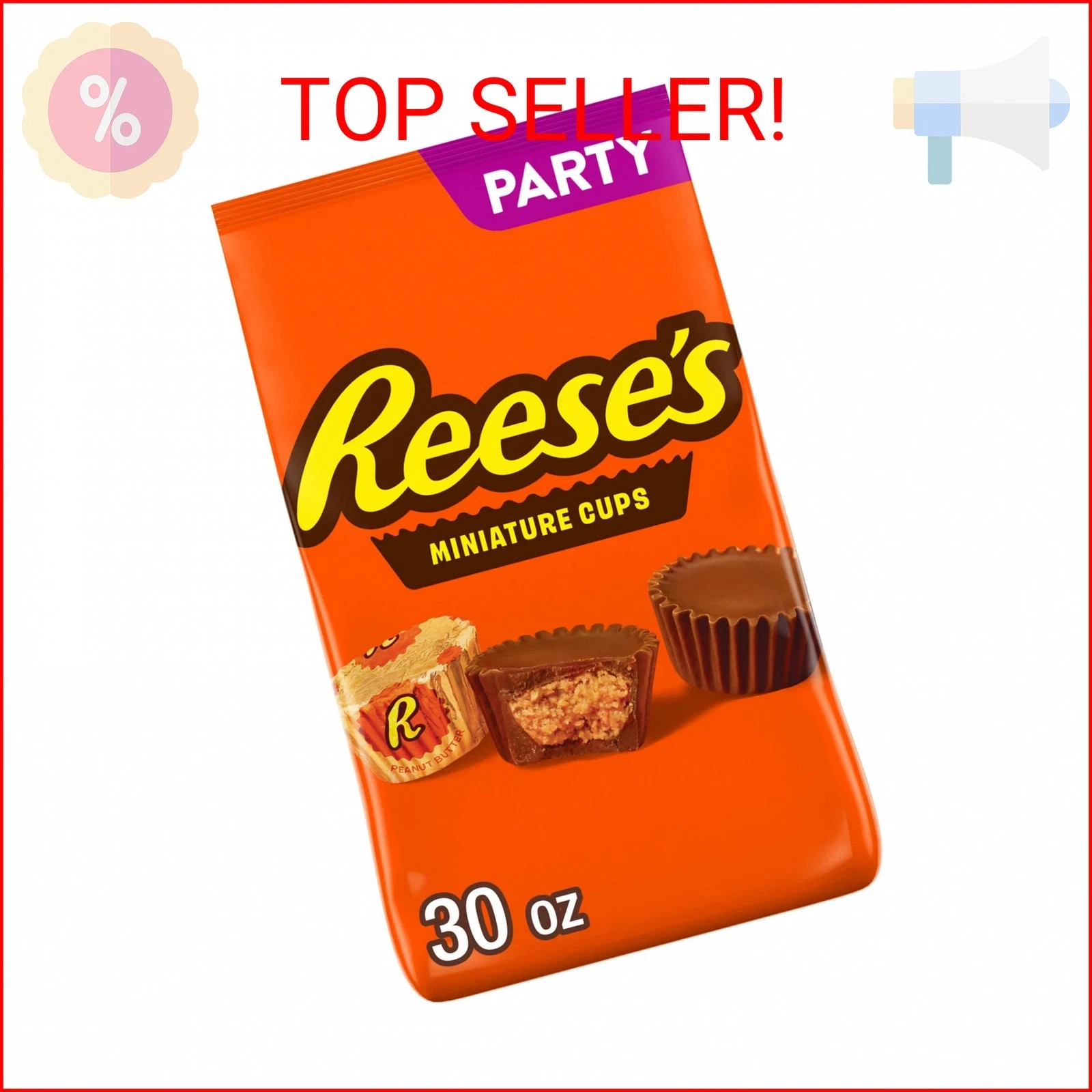 REESE\'S Miniatures Milk Chocolate Peanut Butter Cups, Candy Party Pack, 30 oz REESE\'S Miniatures Milk Chocolate Peanut Butter Cups, Candy Party Pack, 30 oz