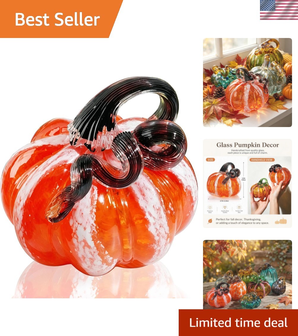 Gorgeous Hand Blown Glass Pumpkin - Perfect for Thanksgiving and Halloween