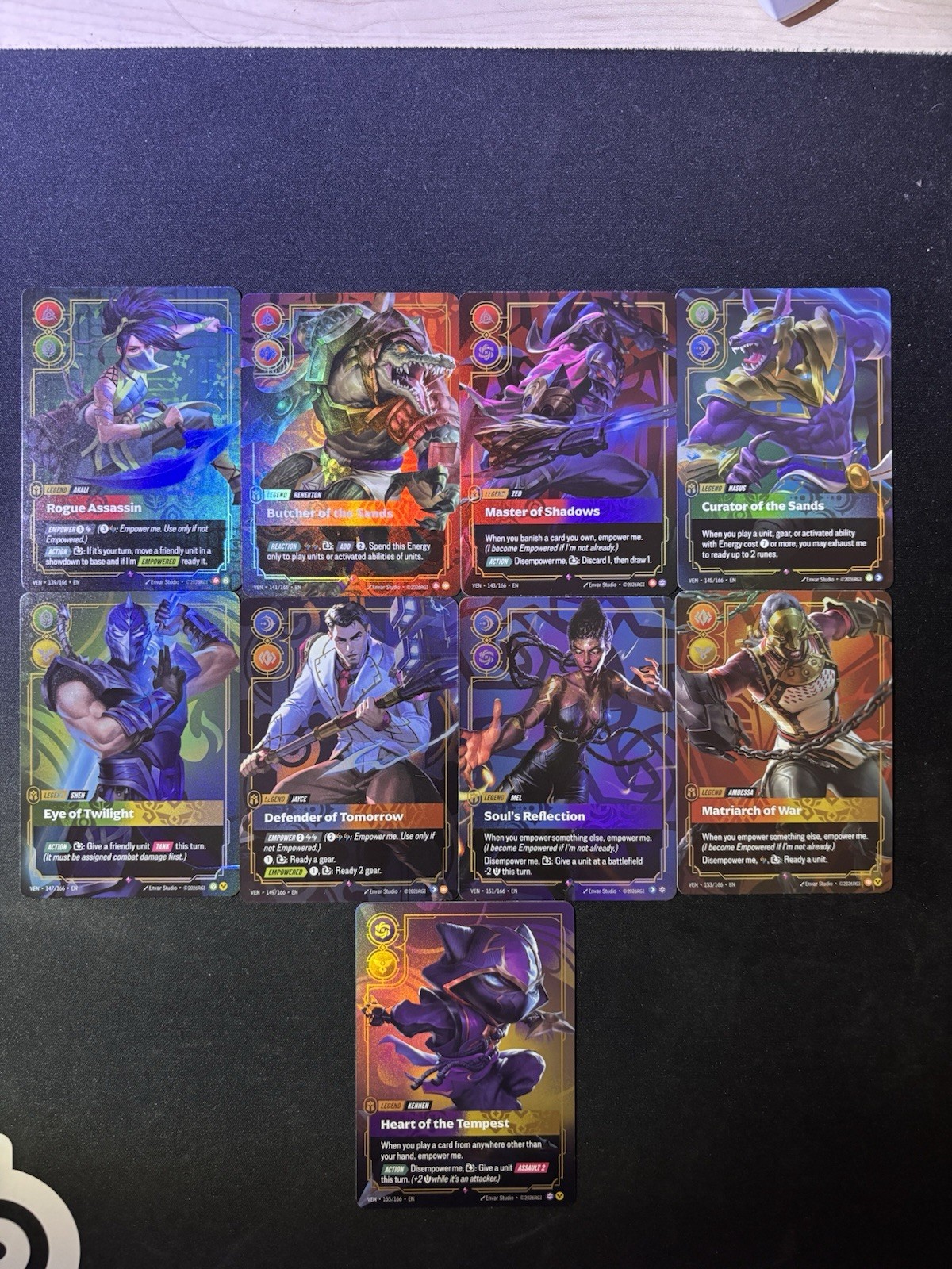 Riftbound TCG Vendetta Lot - 9 Legend Cards English Full Set of 9pcs Holo Foil Riftbound TCG Vendetta Lot - 9 Legend Cards English Full Set of 9pcs Holo Foil