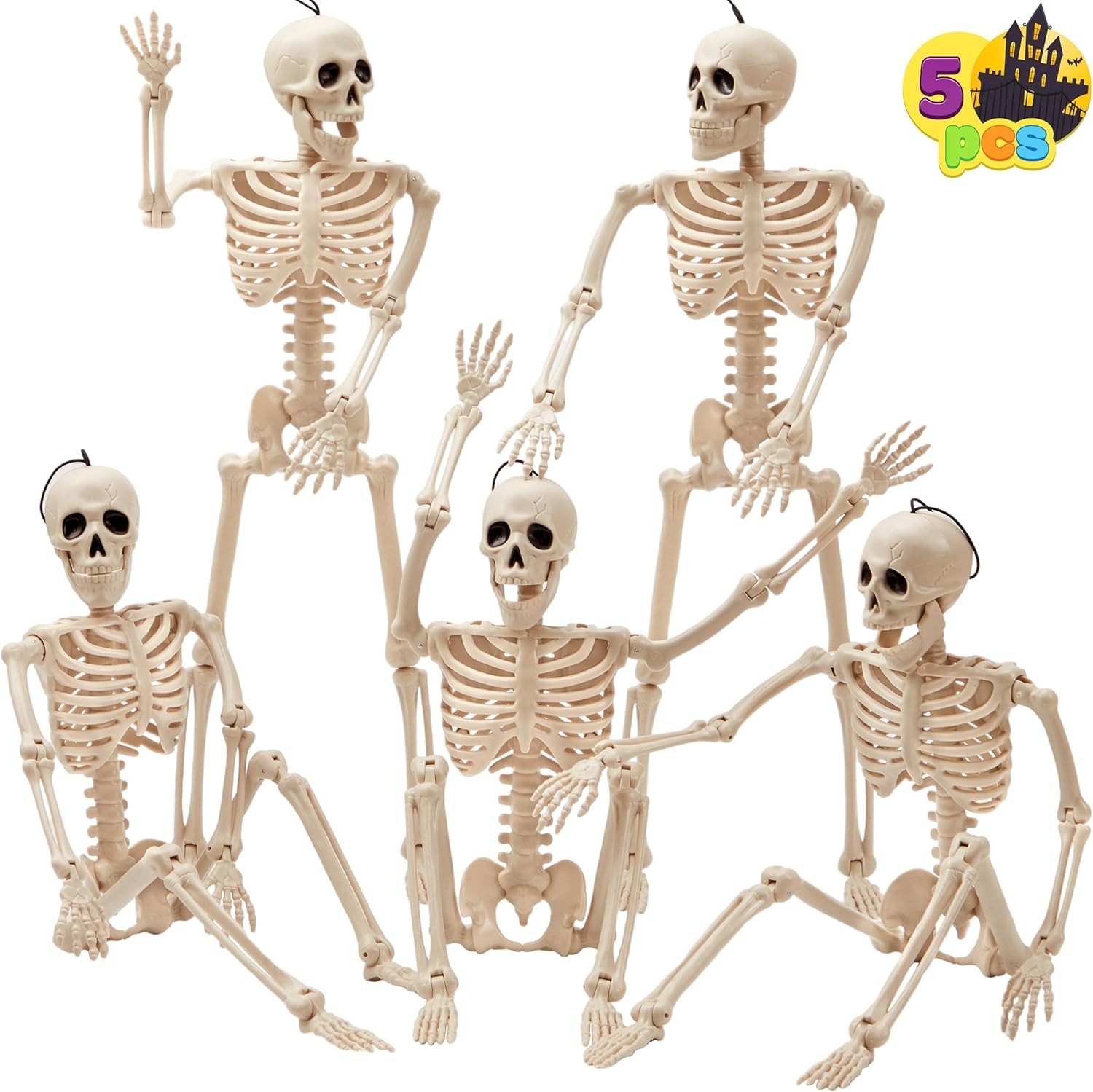JOYIN 5 Pcs Posable Halloween Skeletons 16 JOYIN 5 Pcs Posable Halloween Skeletons 16